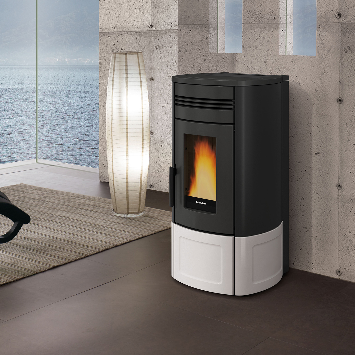 Extraflame Evolution Line Noris Lux poêle à granulés acier majolique blanc