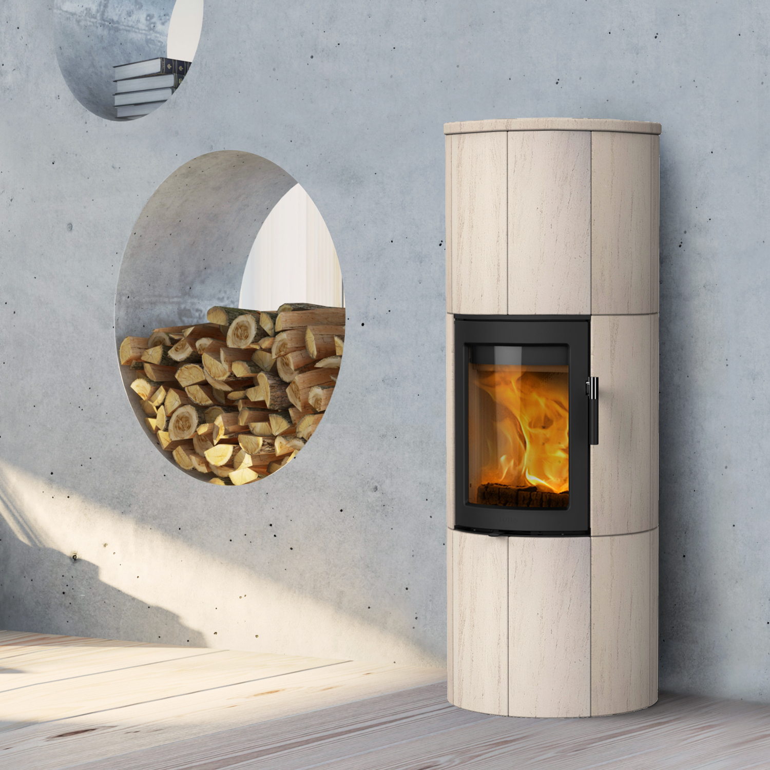 Poêle à bois Lotus Maestro 152 Noir/Calcaire, évacuation des fumées à l'arrière