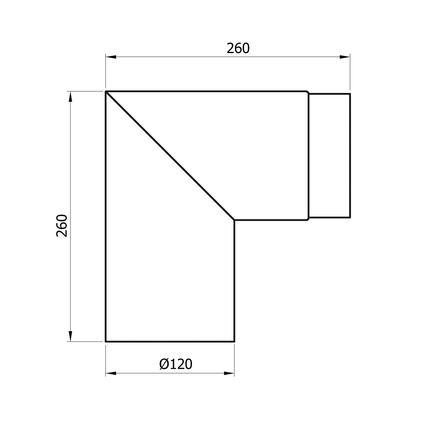 raik Coude de tuyau de fumée / Tuyau de poêle 120 mm - 90° en deux parties noir