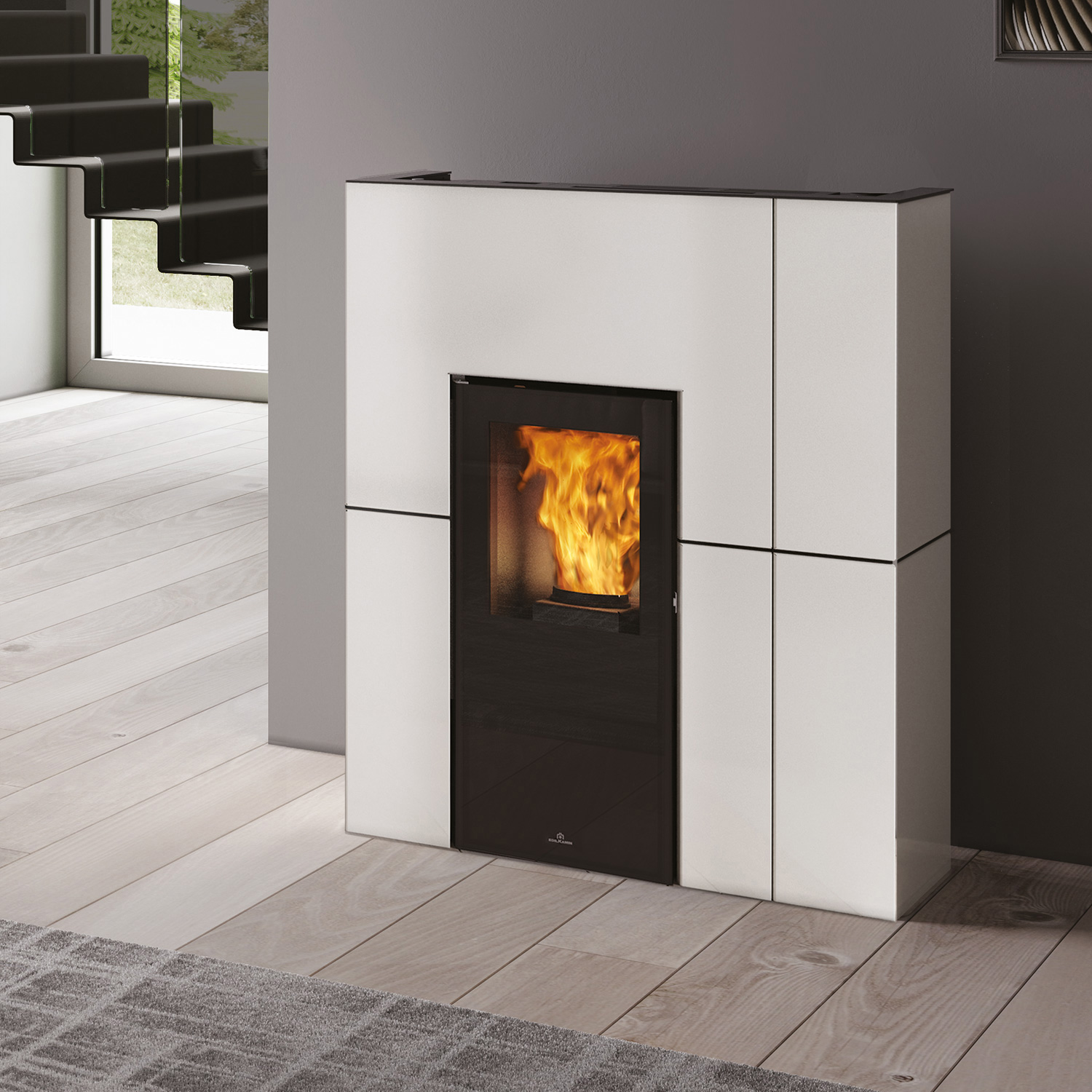 Edilkamin Blade H 15 Evo poêle à granulés bouilleur acier blanc mat