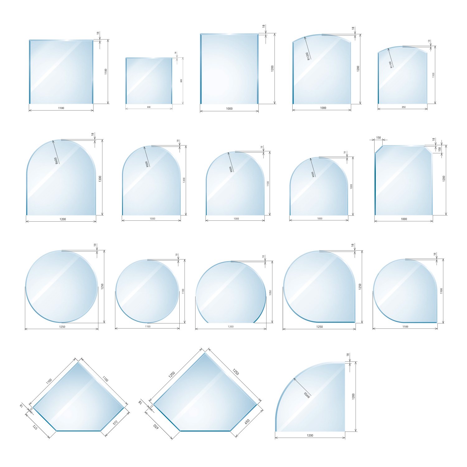 Plaque de verre rectangulaire Raik Kamin 2 avec facette incluse