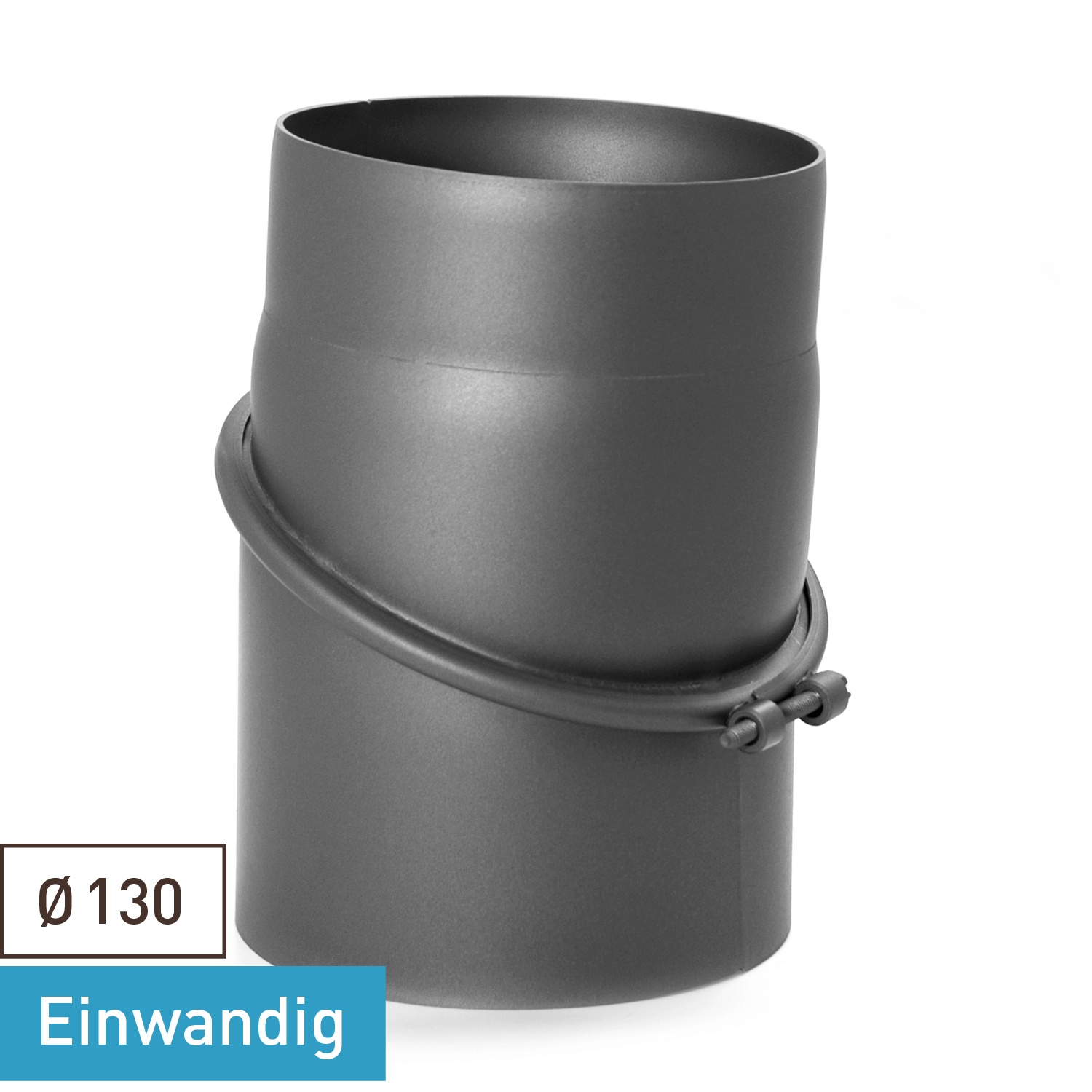Raik Basic coude de tuyau de fumée 130mm gris fonte 0–45° sans porte pour tuyau de fumée / conduit de fumée