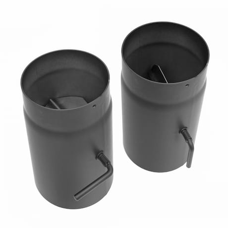 Deux pièces de tuyaux de fumée noirs avec régulation de tirage.