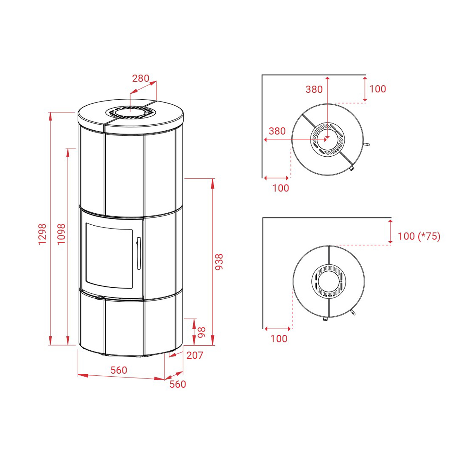 Lotus M Basic Poêle à bois Gris Pierre ollaire, RR dessus Lotus M Basic Poêle à bois Gris Pierre ollaire, RR dessus