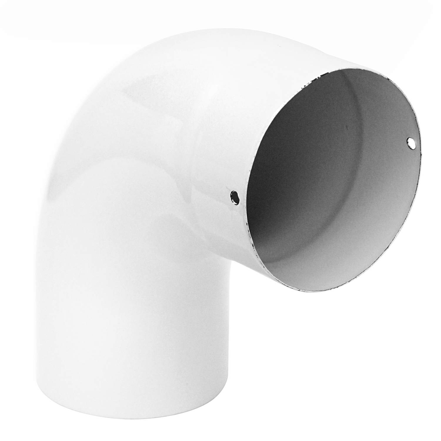 Coude de conduit de fumée / Coude de tuyau de poêle émaillé 130 mm - Coude lisse à 90° blanc avec ouverture de nettoyage