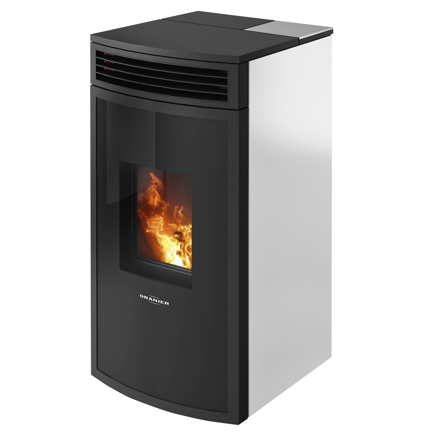 Oranier Neta poêle à granulés acier blanc soie, sortie de fumée en haut