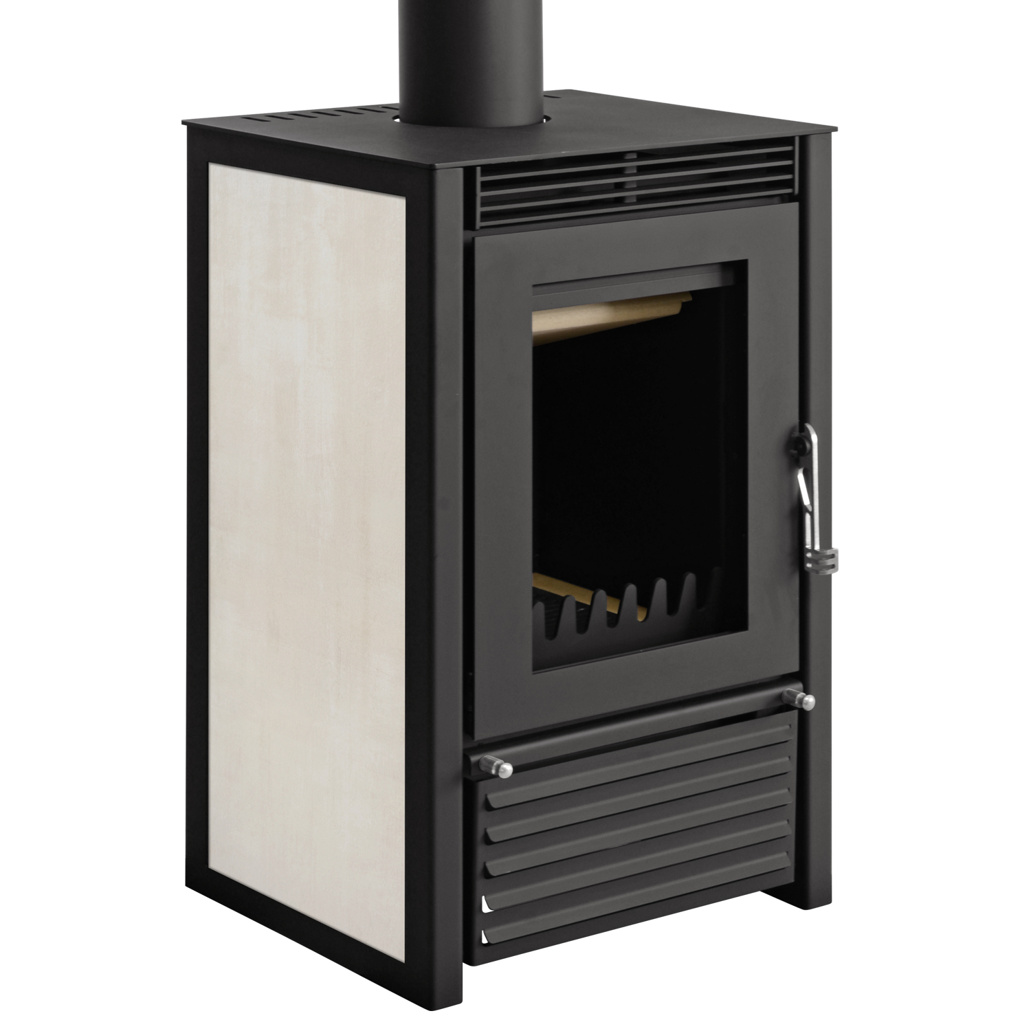 Schmitzker Marbella Compact Beige Poêle à bois bouilleur - Ensemble complet avec ballon tampon TPSM 300L