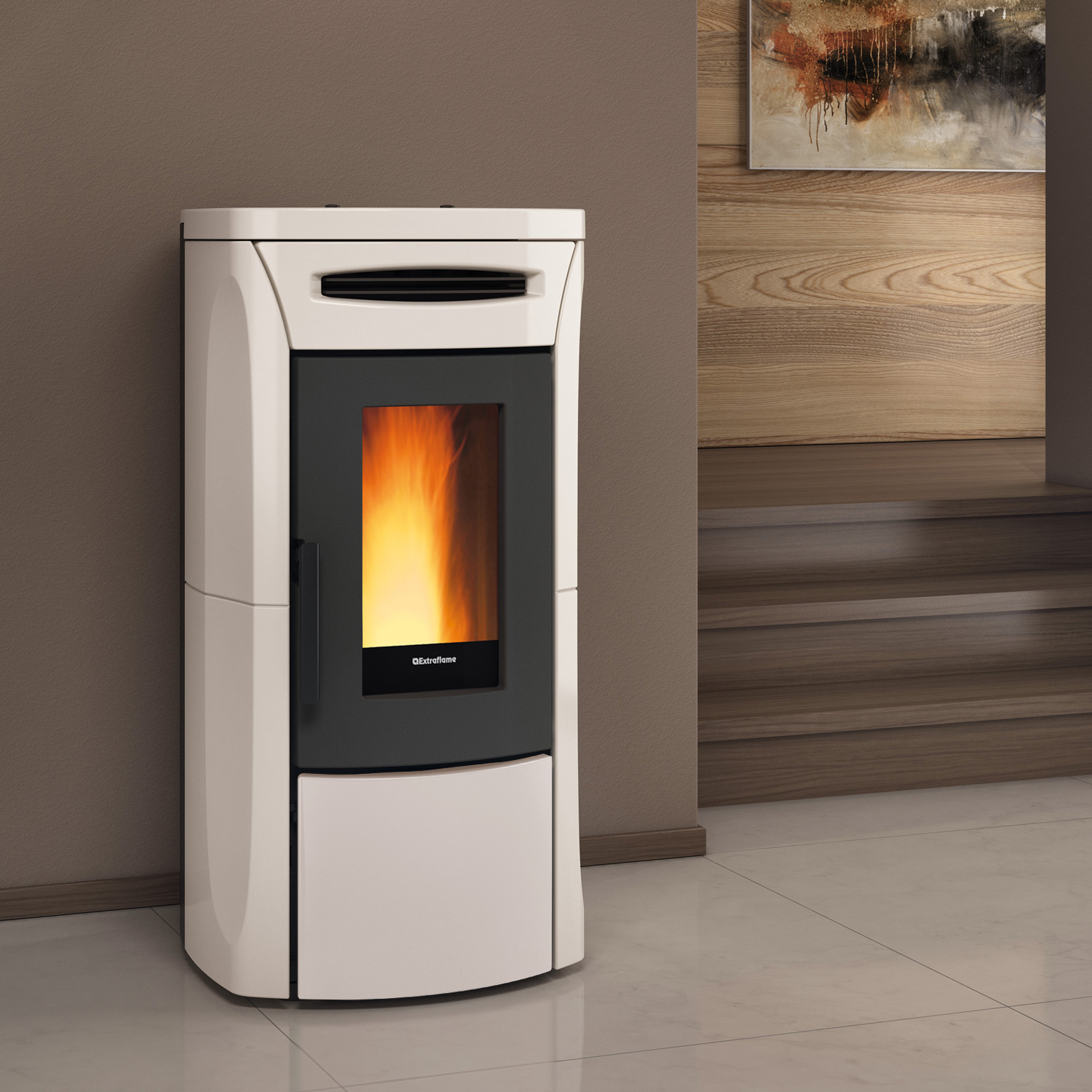 Extraflame Evolution Line Fiandra Idro EVO Poêle à granulés bouilleur Majolika Panna