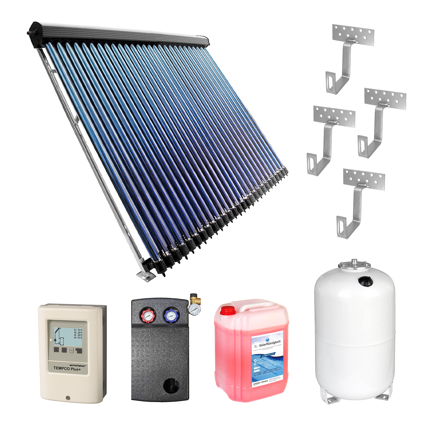 15,17 m² Kit de solaire thermique 4 - 3x Collecteur à tubes HP 30