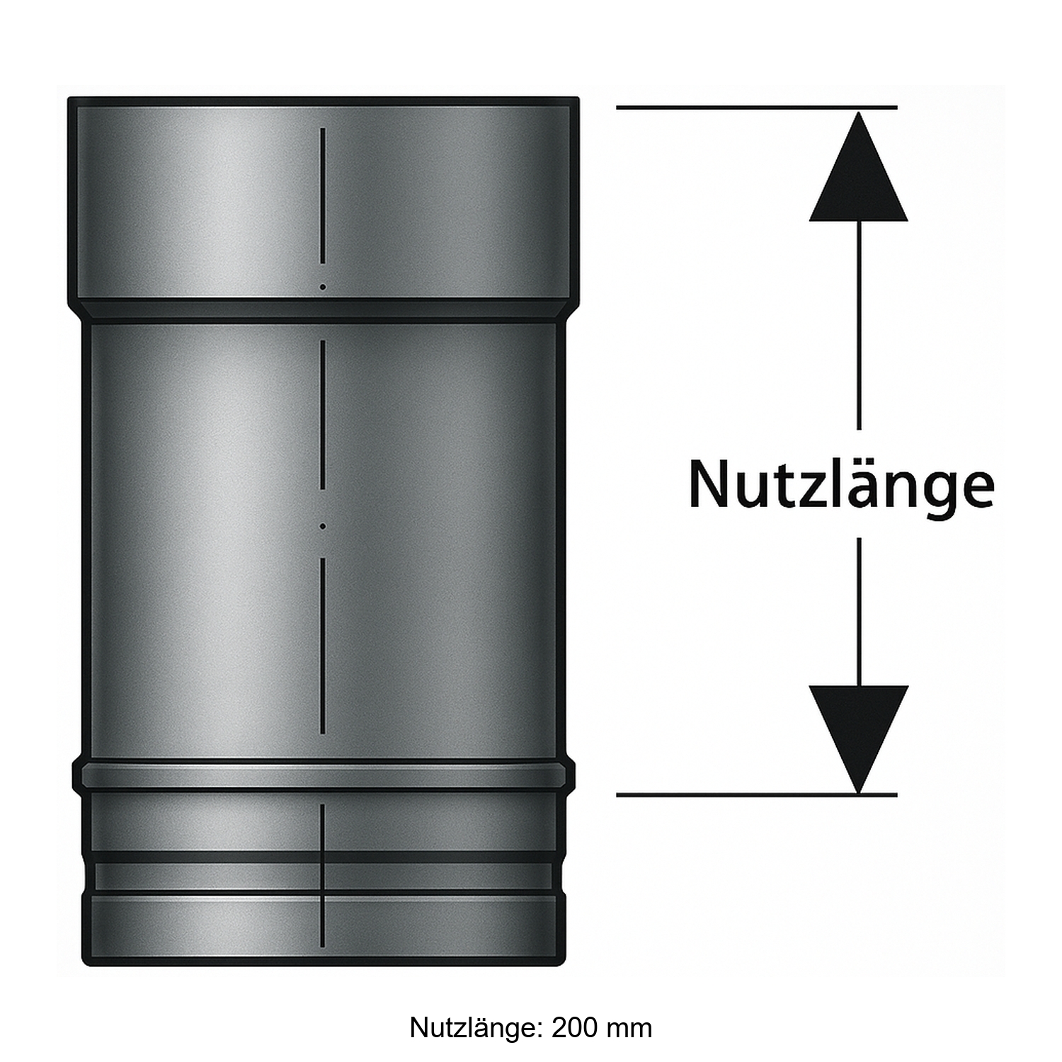 Schiedel PRIMA PLUS élément de tube 250mm Ø130 mm simple paroi mat