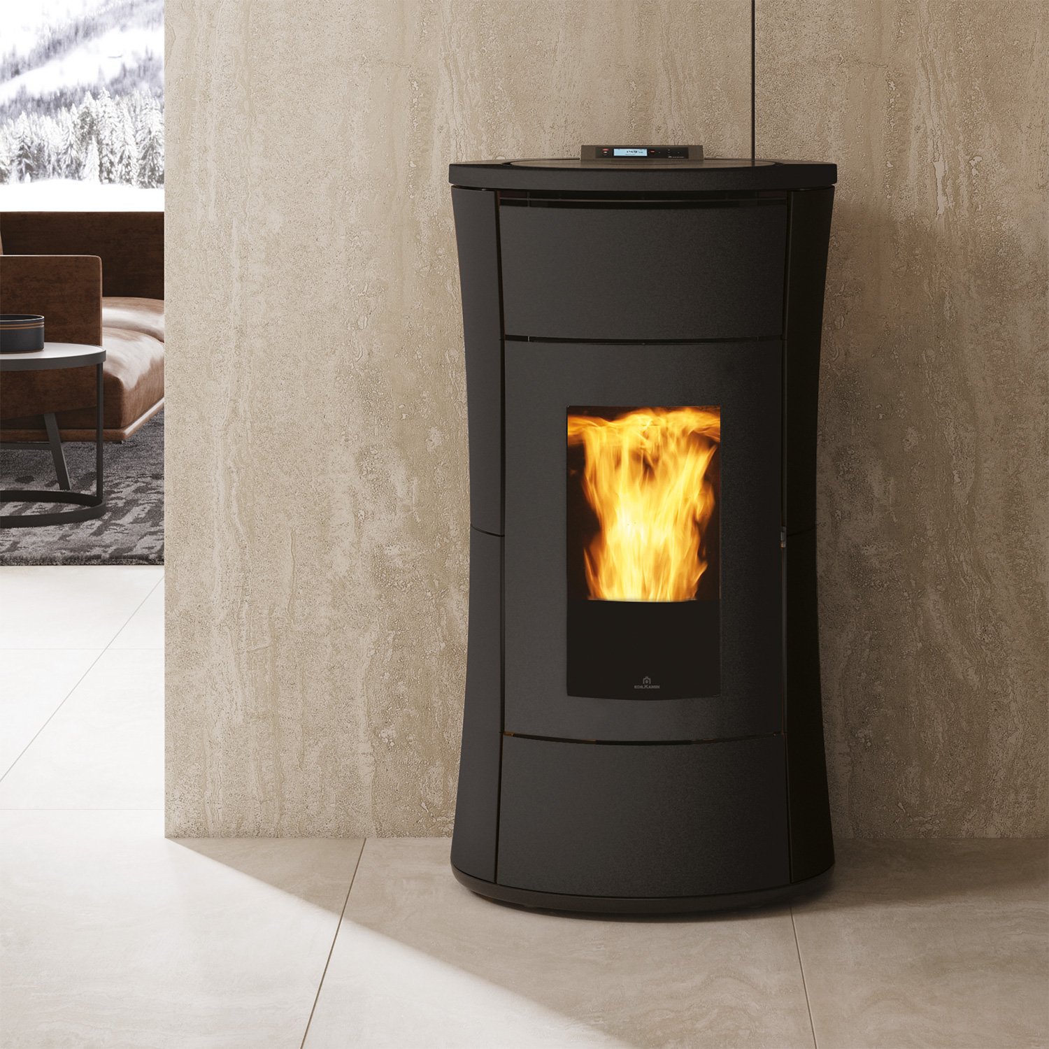 Edilkamin Cherie H 14 Evo poêle à granulés hydro en acier gris foncé