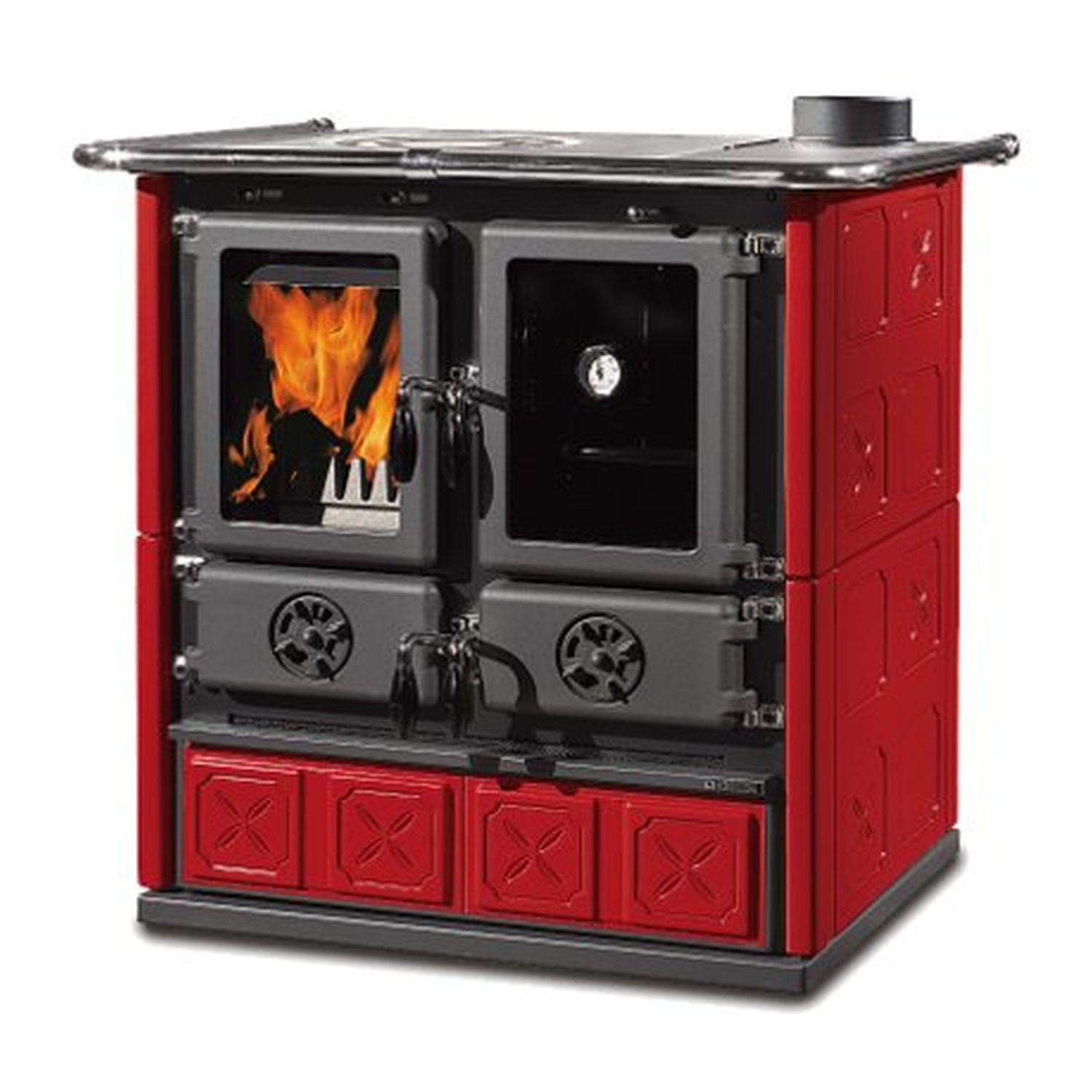 La Nordica ROSETTA.16 Majolique - rouge bordeaux cuisinière à bois