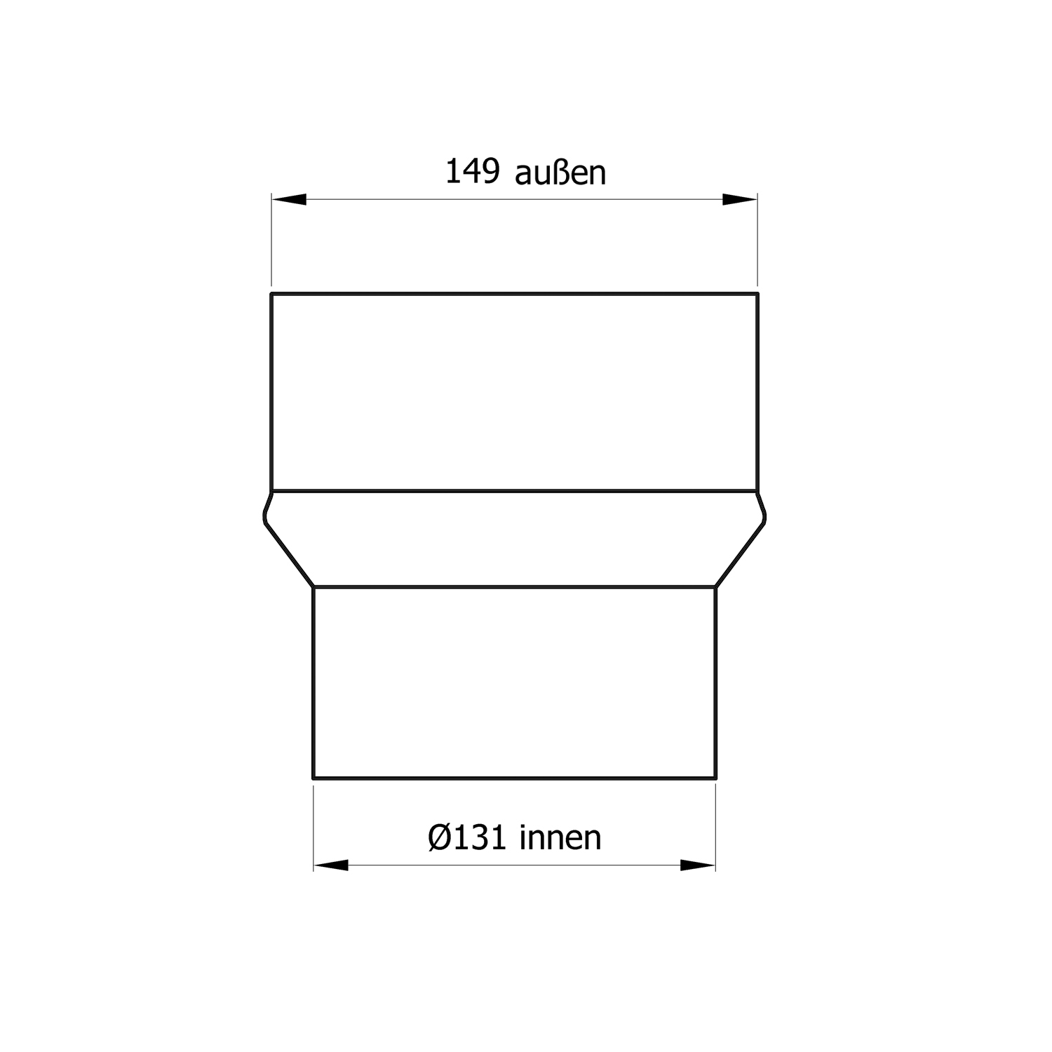 Raik Basic extension 130mm - 150mm noir pour tuyau de fumée / conduit de fumée