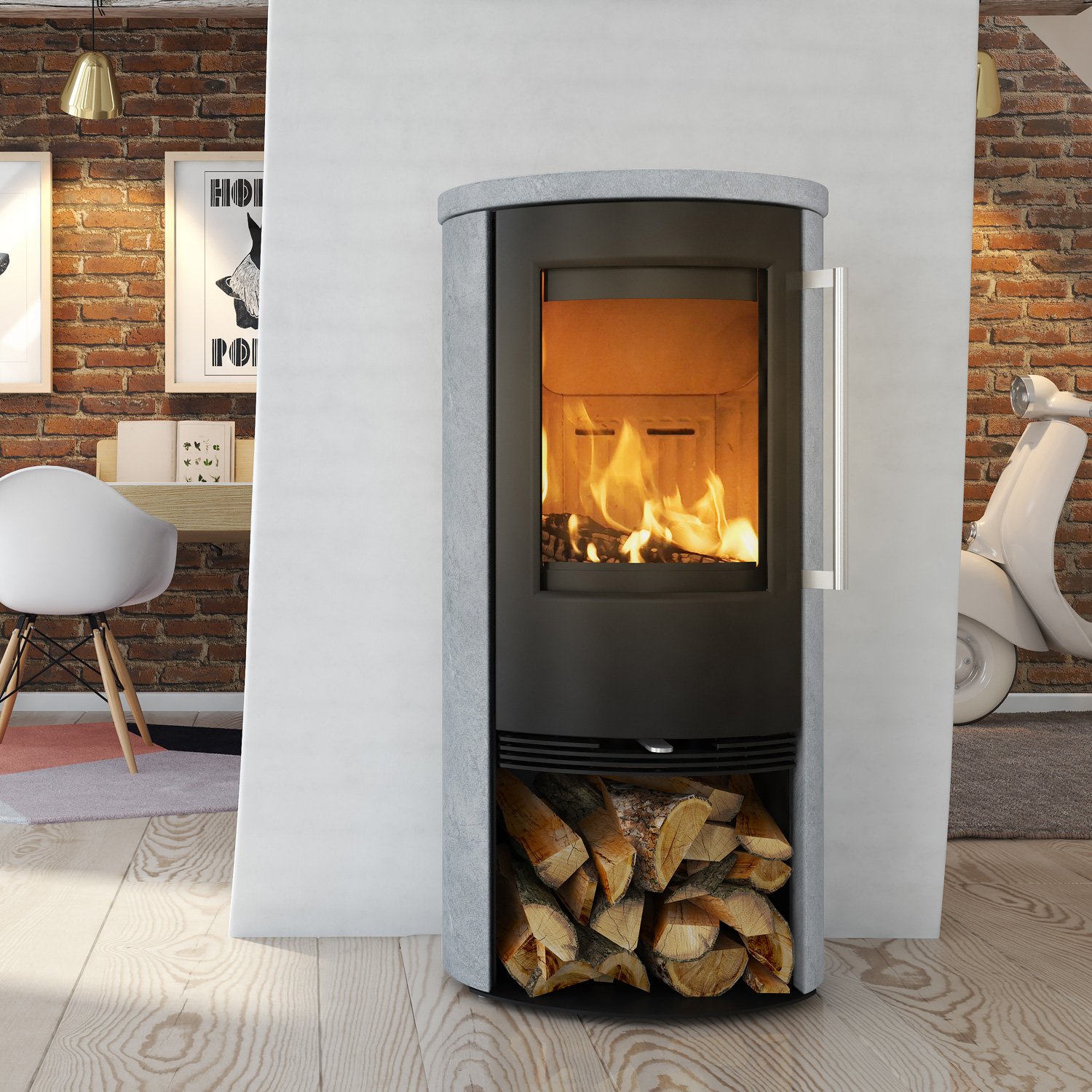 TermaTech TT21RS Poêle à bois Acier Noir Pierre ollaire Mat
