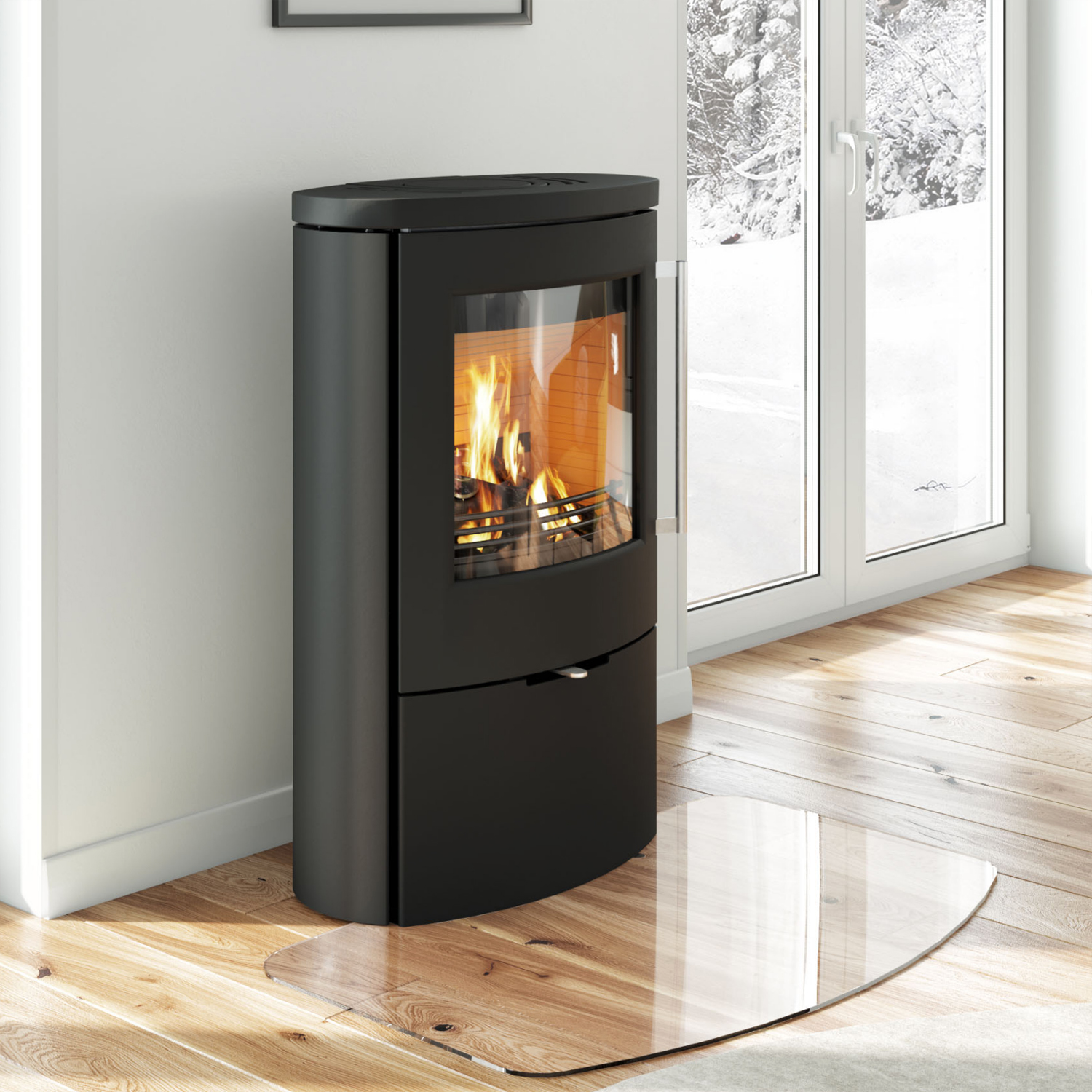 TermaTech TT80RL Poêle à bois Acier Noir, évacuation des fumées à l'arrière