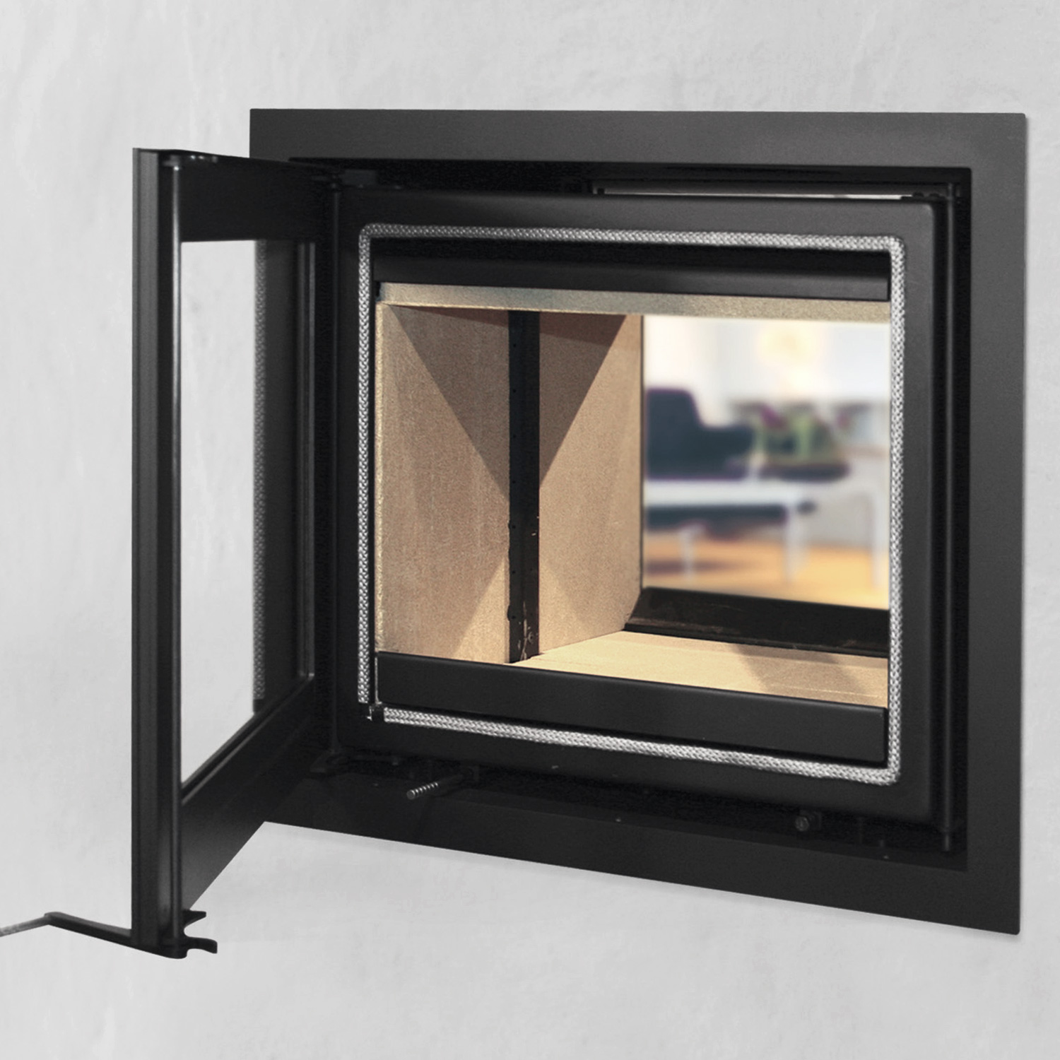 Lotus H570 T Insert de cheminée couleur noir, charnières à gauche Lotus H570 T Insert de cheminée couleur noir, charnières à gauche