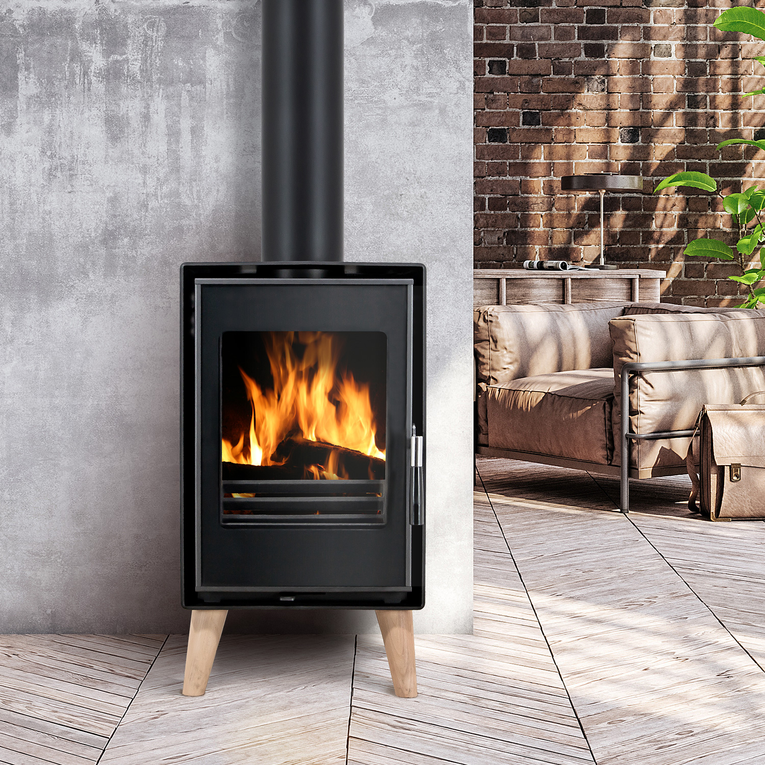Poêle à bois Alvar Précis en acier noir Poêle à bois Alvar Précis en acier noir