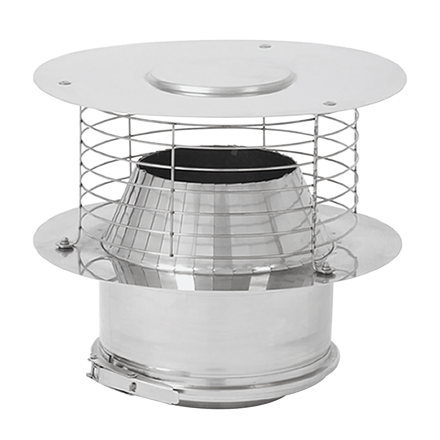 Opsinox conduit de cheminée en acier inoxydable 180 mm avec chapeau de terminaison et amplificateur de tirage KV.