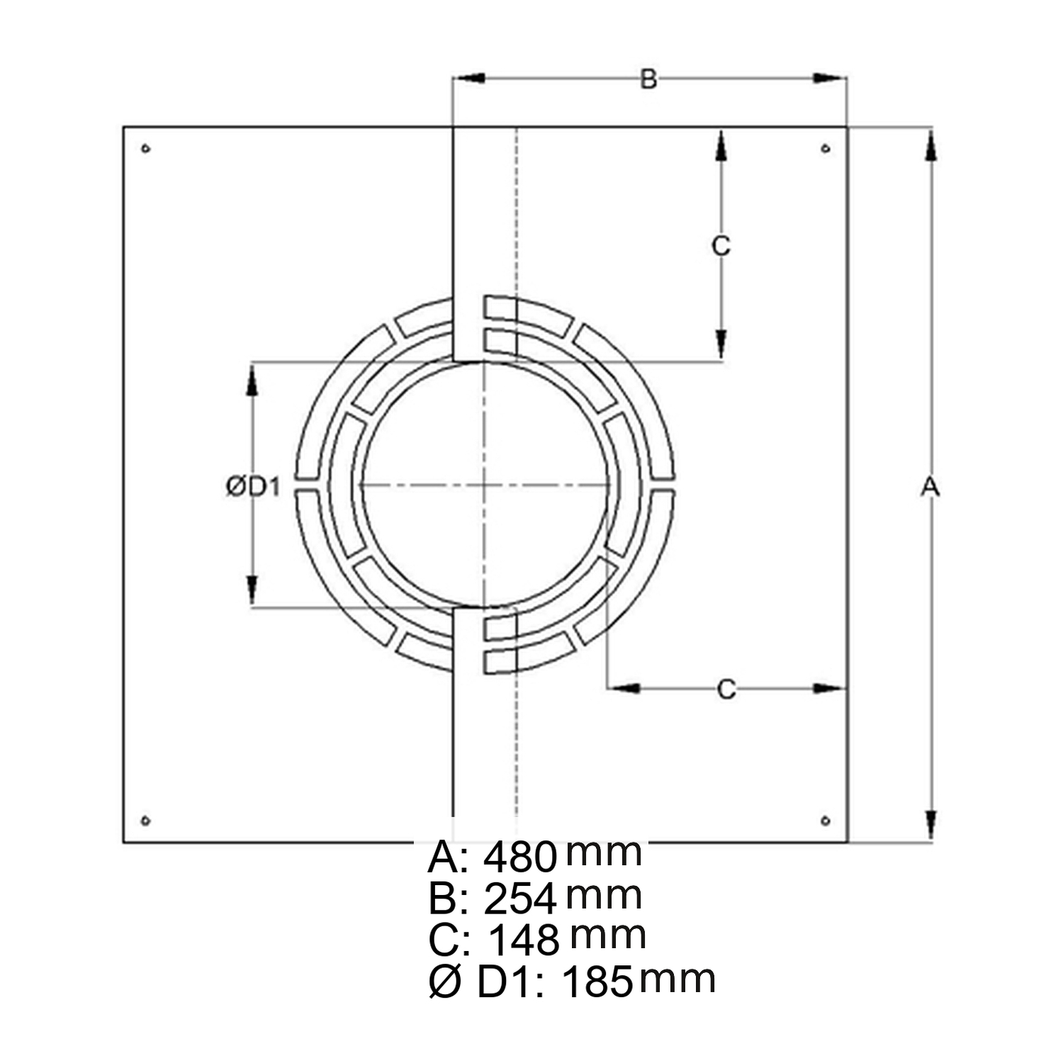 Schiedel cache de finition pour ventilation arrière 0-30° Ø130 mm brillant