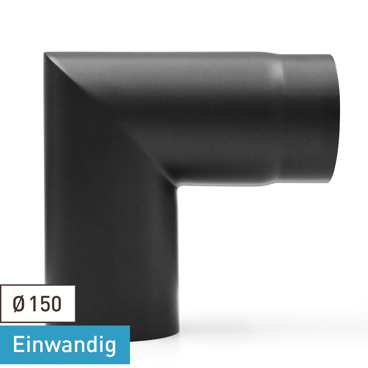 Raik Basic coude de tuyau de fumée 150mm noir 90° 2-pièces, sans porte pour tuyau de fumée / conduit de fumée