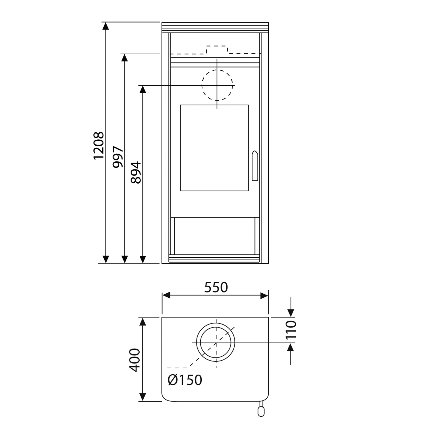 Poêle à bois Wamsler Orpheus avec compartiment de maintien au chaud en acier gris 8 kW
