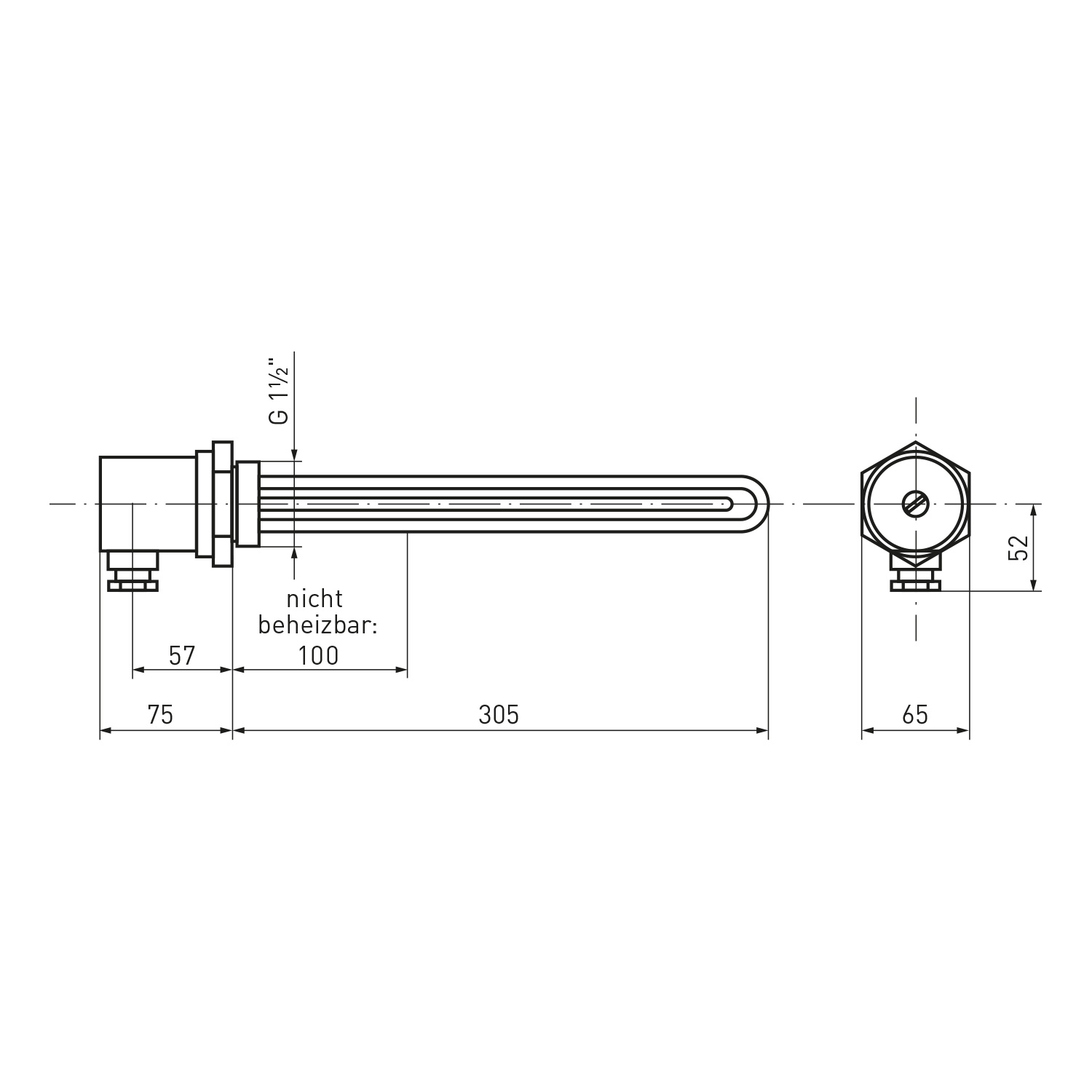 Résistance de chauffage à visser / Cartouche chauffante ESH 3.00 - 3 kW - 305 mm incl. thermostat