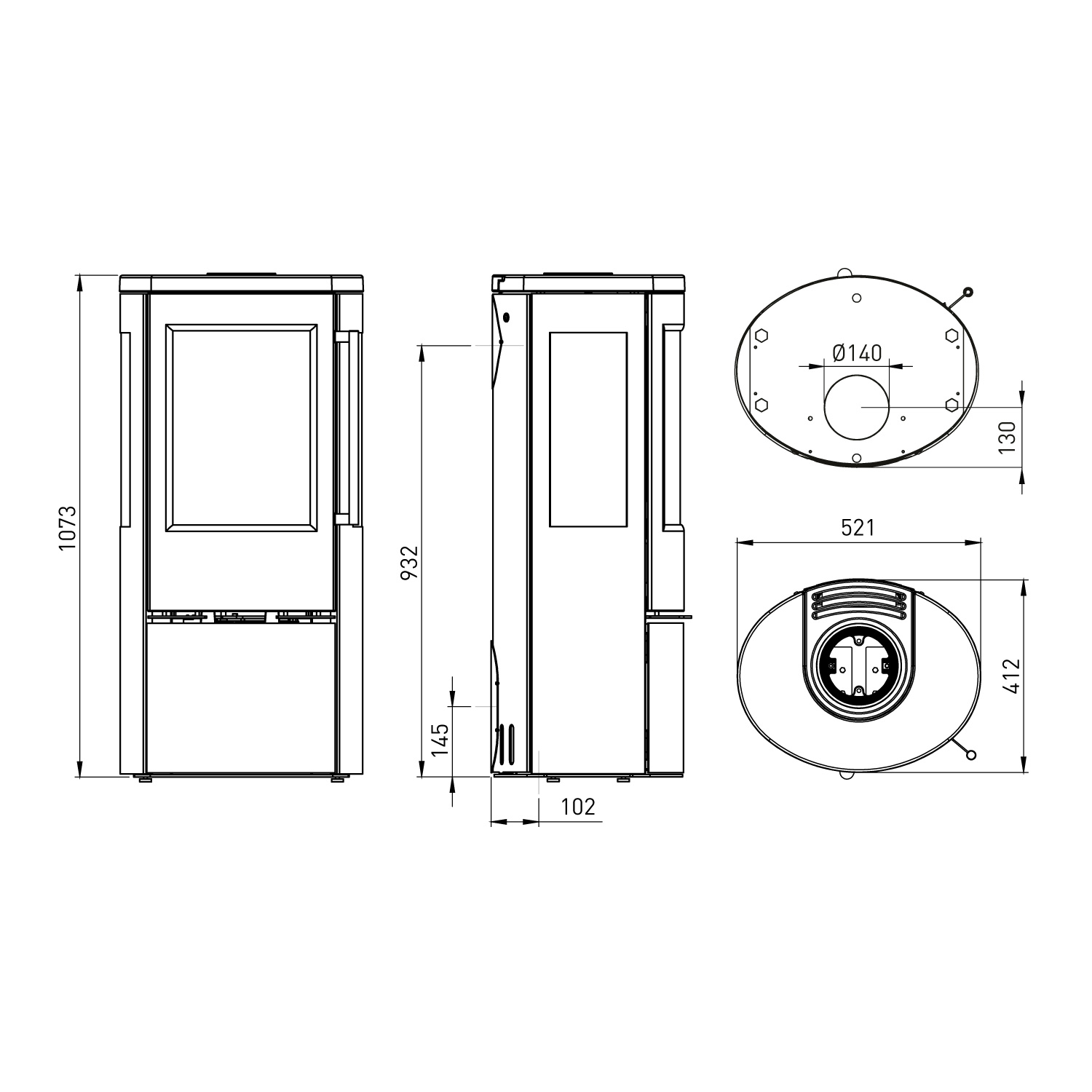 Poêle à bois TermaTech TT23RG Acier Noir