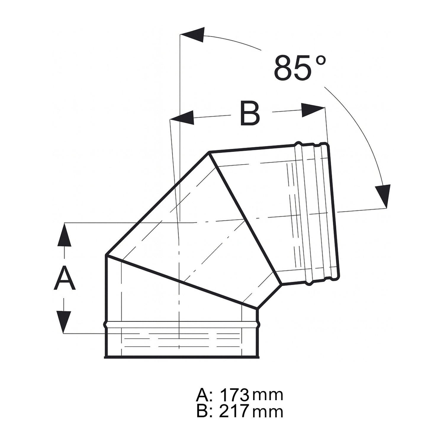 Schiedel ICS coude 85° Ø180 mm double paroi brillant