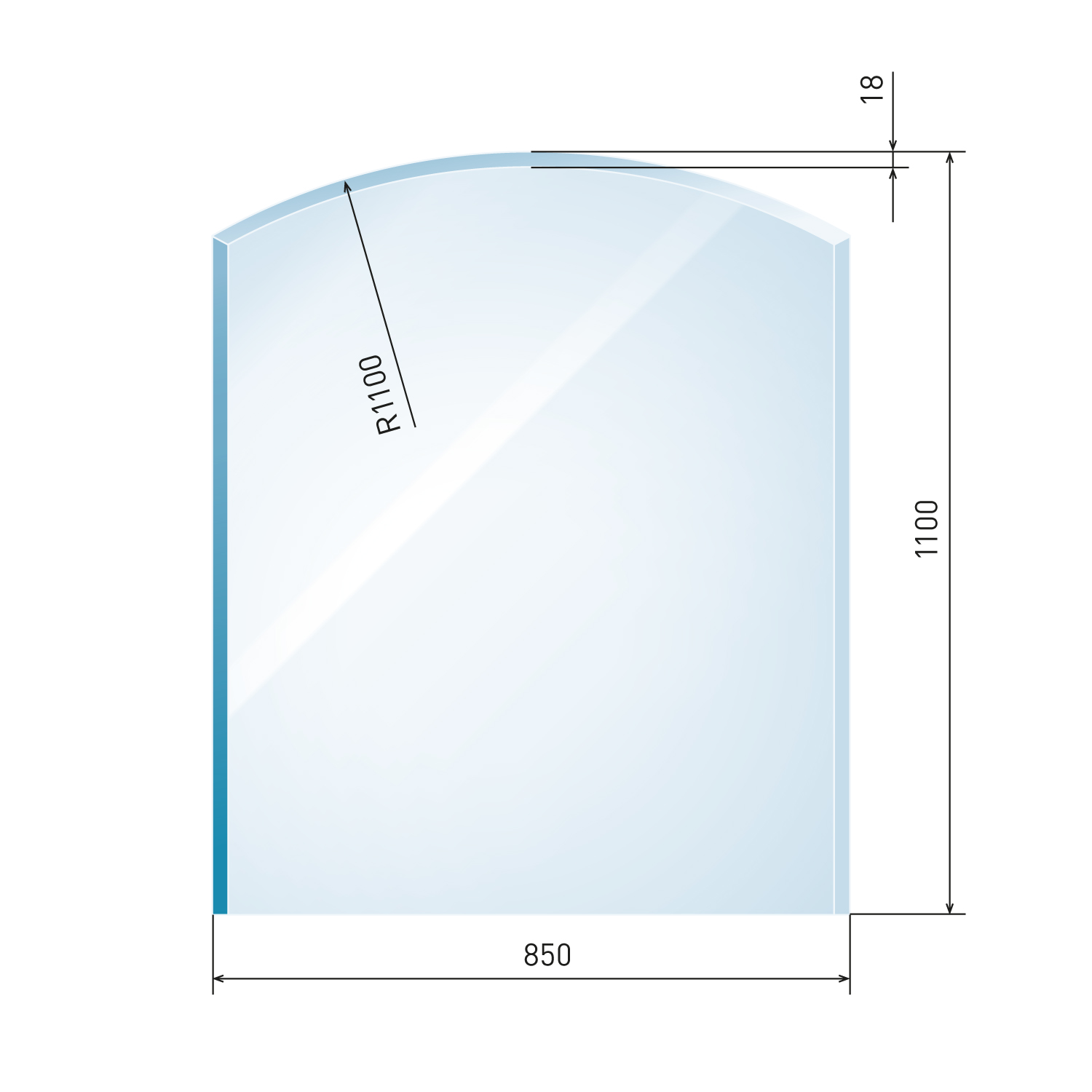 Plaque de verre Raik Kamin langue plate 2 avec facette incluse.