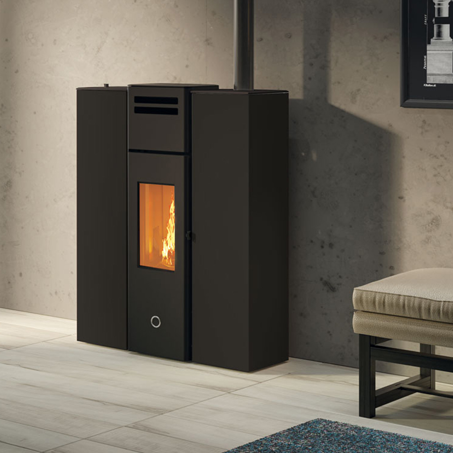 EK63 Cell 80+ Evo Poêle à granulés acier noir