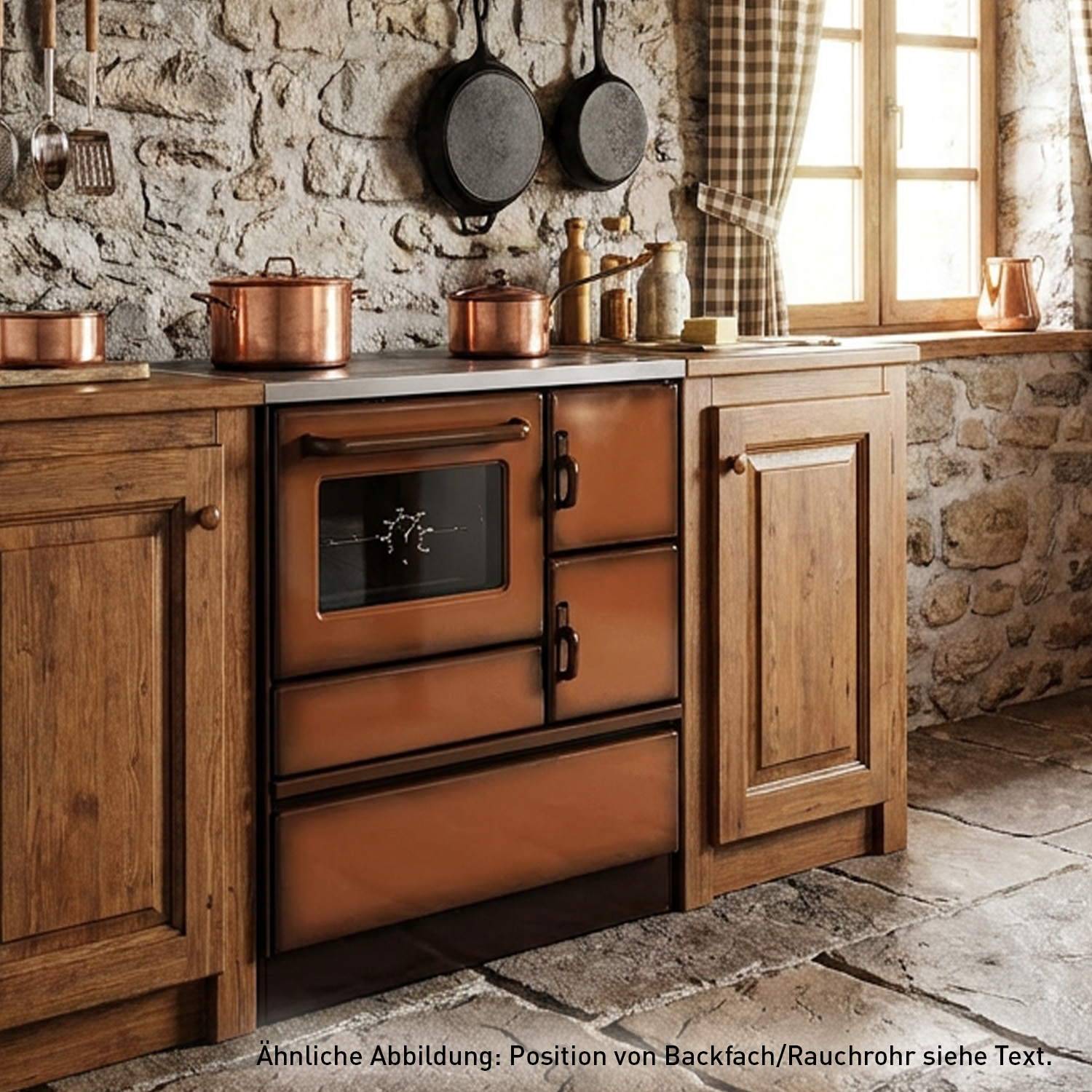 Wamsler K 128 Cuisinière à bois à droite marron avec plaque en acier