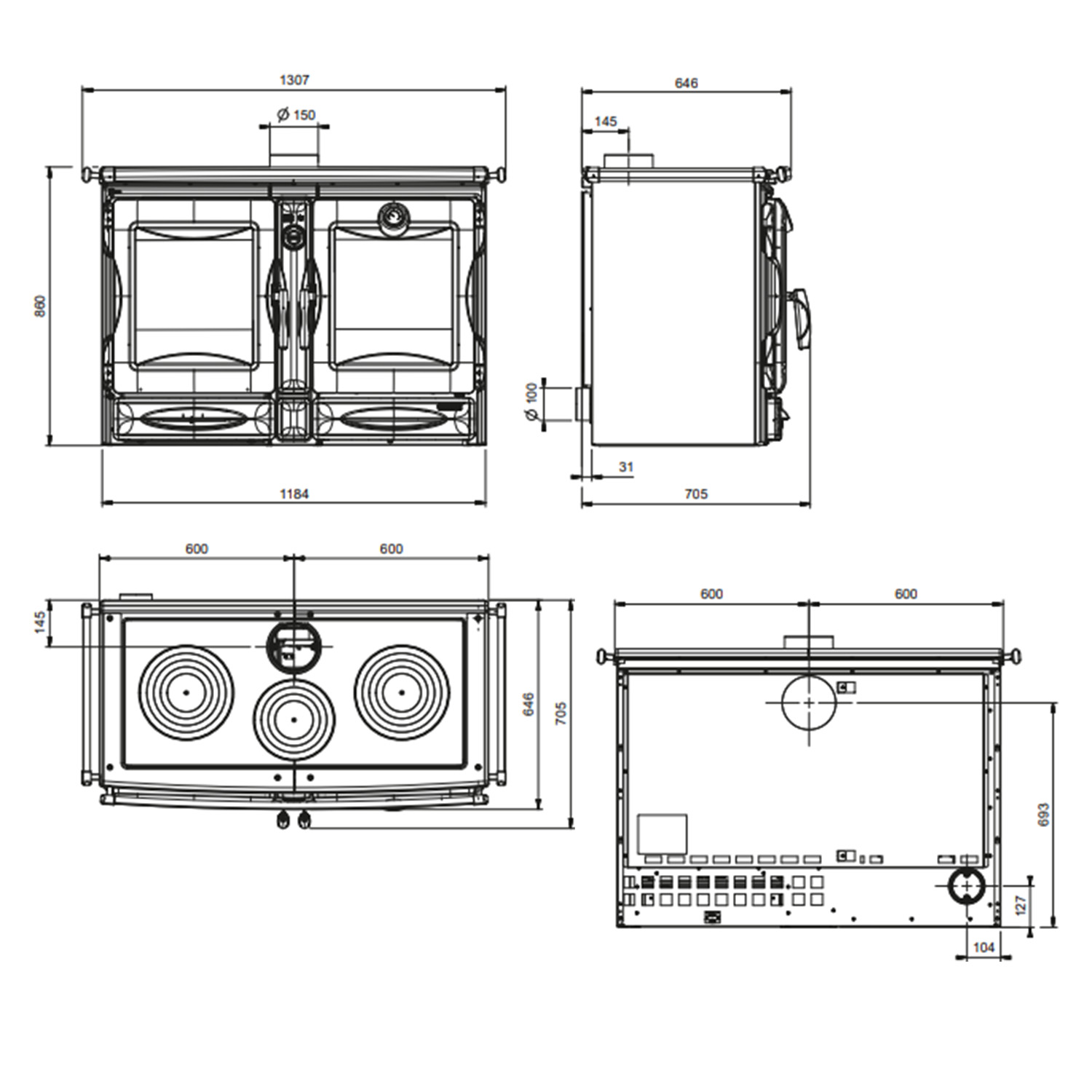 La Nordica Prestige Line Alaska 16 cuisinière à bois noir vitré