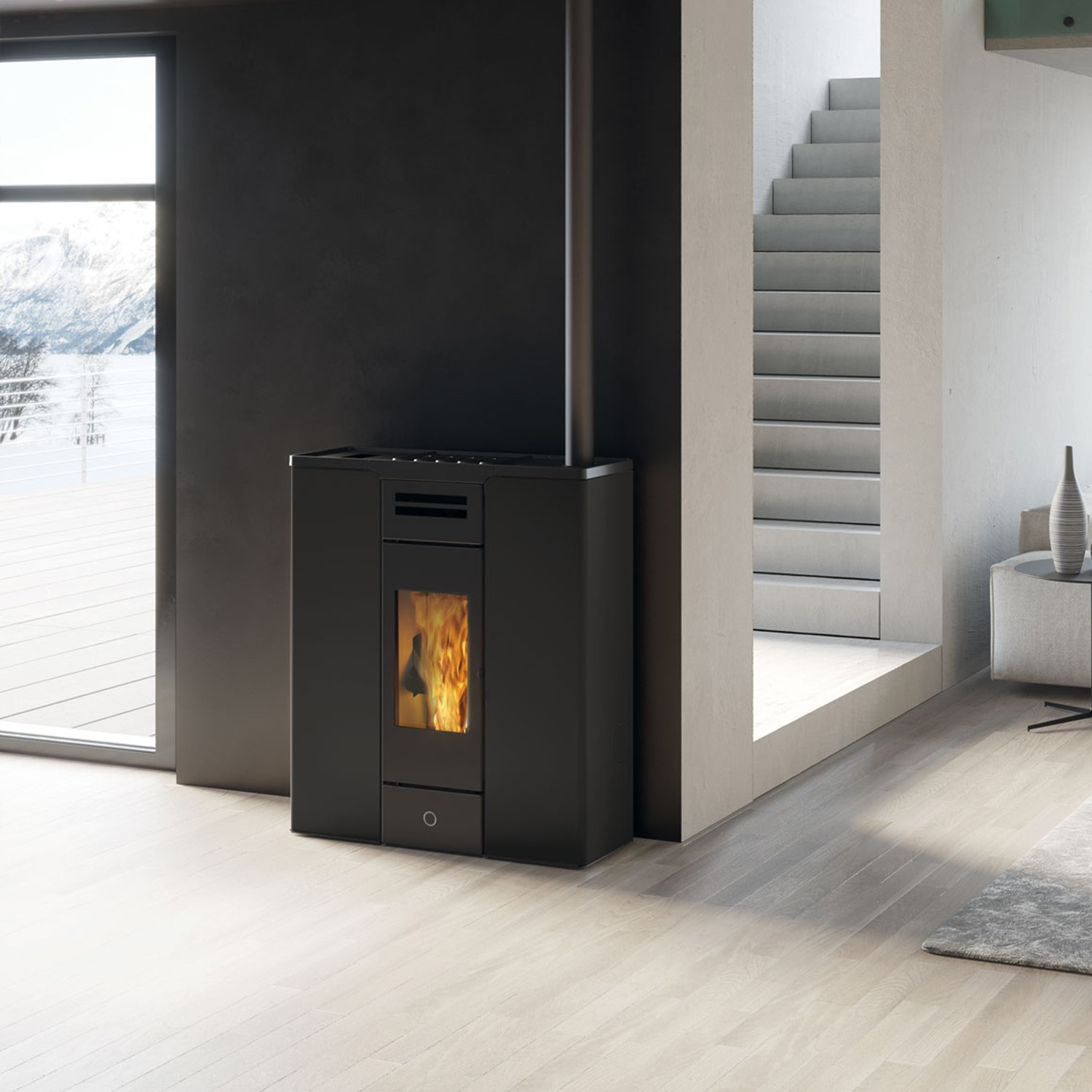 EK63 Entity 90+ Evo Poêle à granulés acier noir