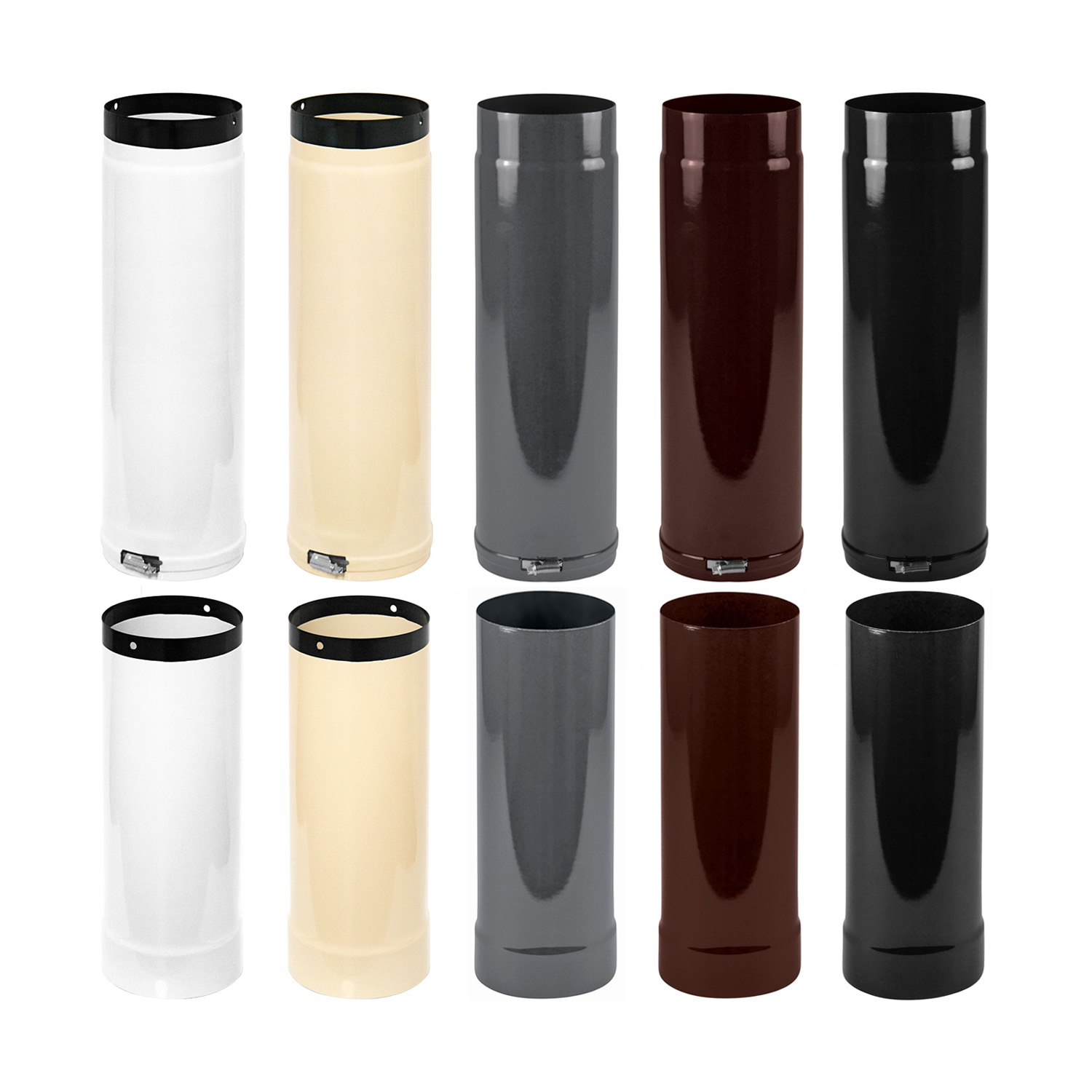 Tube de fumée / Tuyau de poêle émaillé 150 mm - Tube télescopique noir