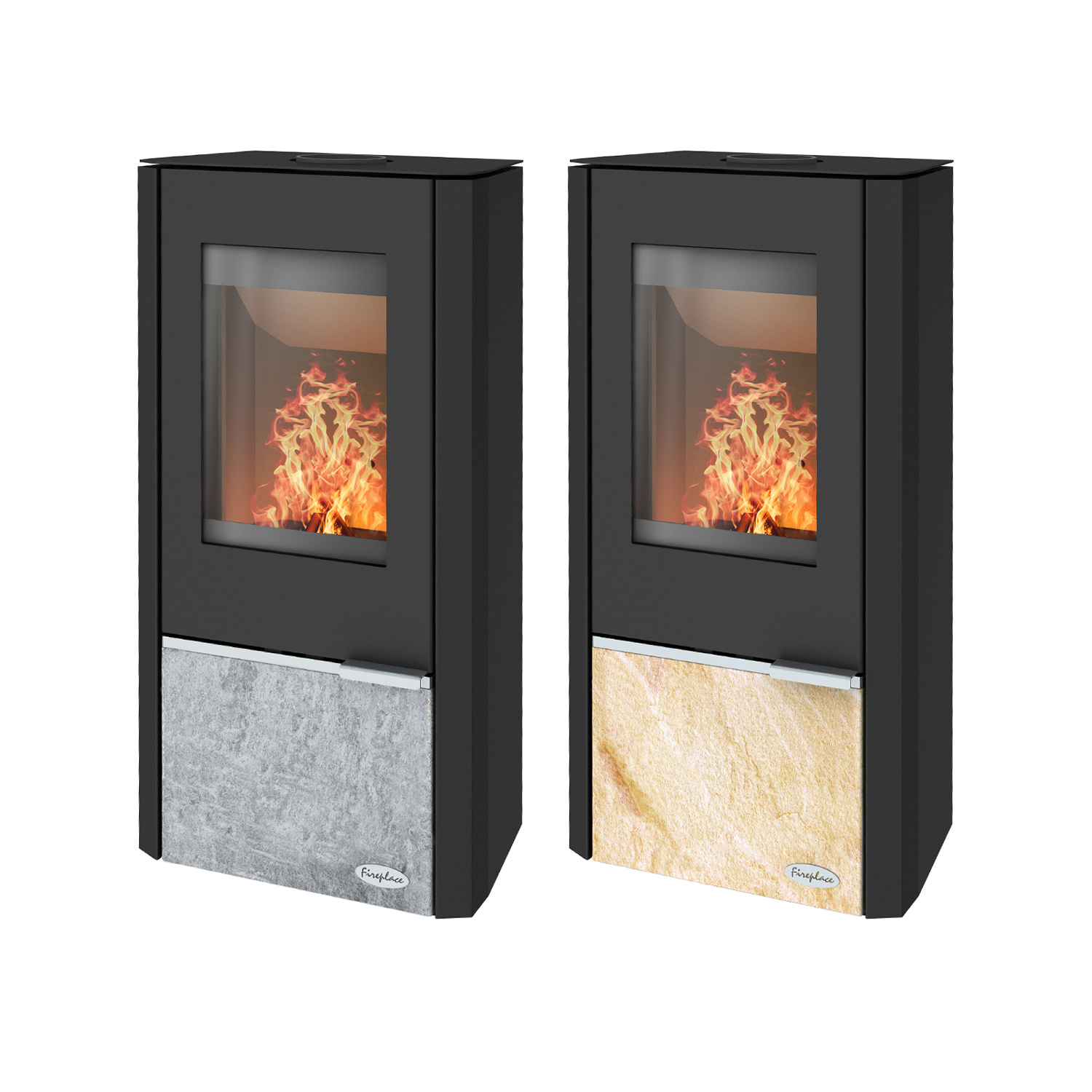 Poêle à bois Kingstone en acier avec insert en stéatite Poêle à bois Kingstone en acier avec insert en stéatite