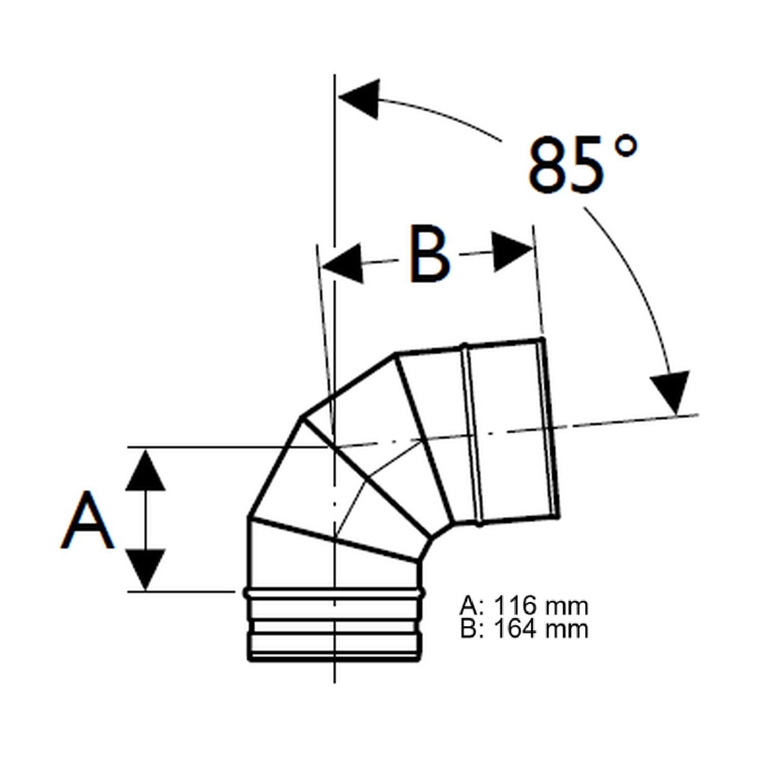 Schiedel PRIMA PLUS coude 85° Ø113 mm simple paroi mat