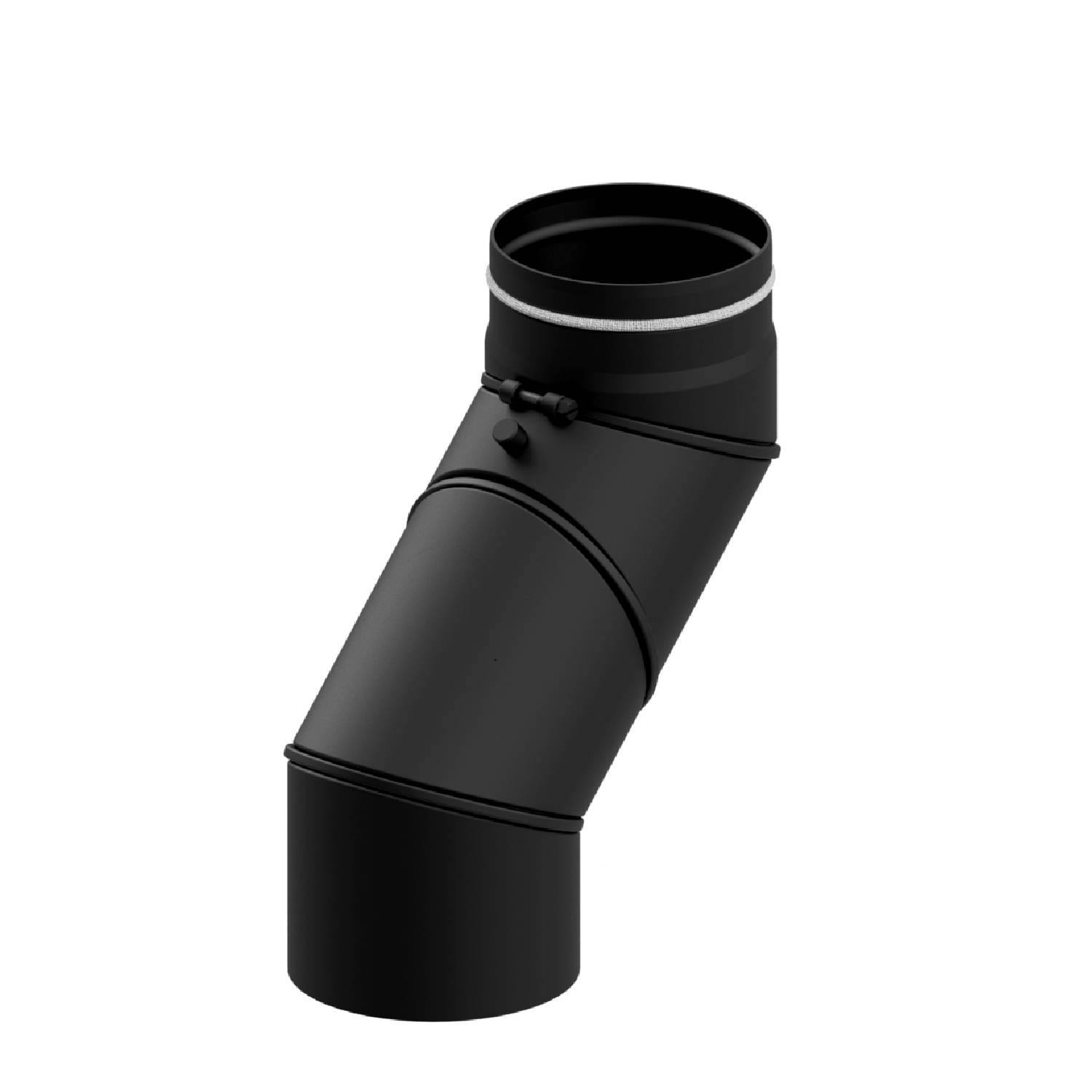 Raik Lifestyle Coude Diamètre 150/0°-135° 2,00mm en retrait pivotant 4 pcs avec porte insérée avec joint noir pour tuyau de fumée/ conduit de fumée