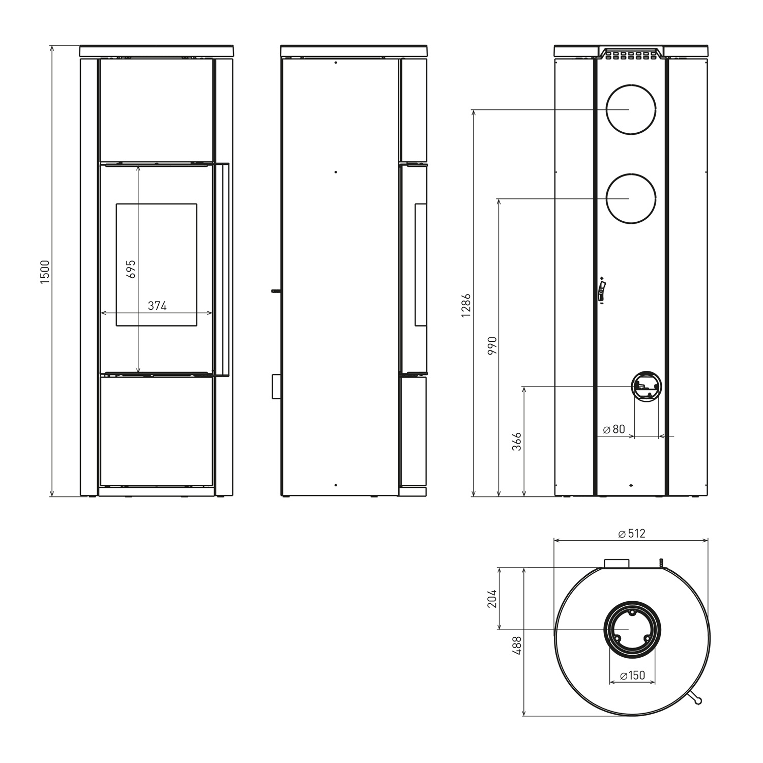 Schmitzker Fisterra Cristal Poêle à bois en acier noir, vitre frontale Schmitzker Fisterra Cristal Poêle à bois en acier noir, vitre frontale