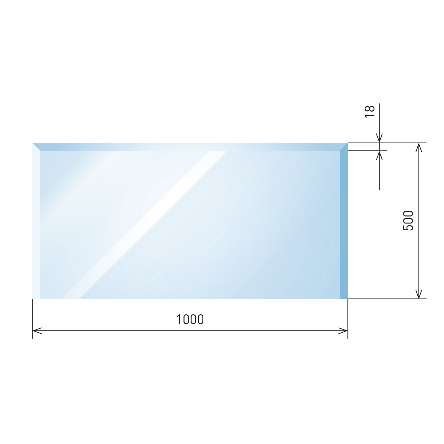 Plaque de verre rectangulaire Raik Kamin 2 avec facette incluse