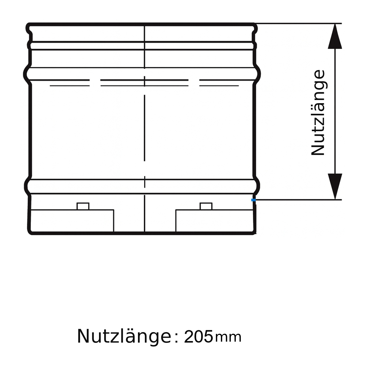 Schiedel ICS élément de tube 250 mm ICS Ø130 double paroi brillant