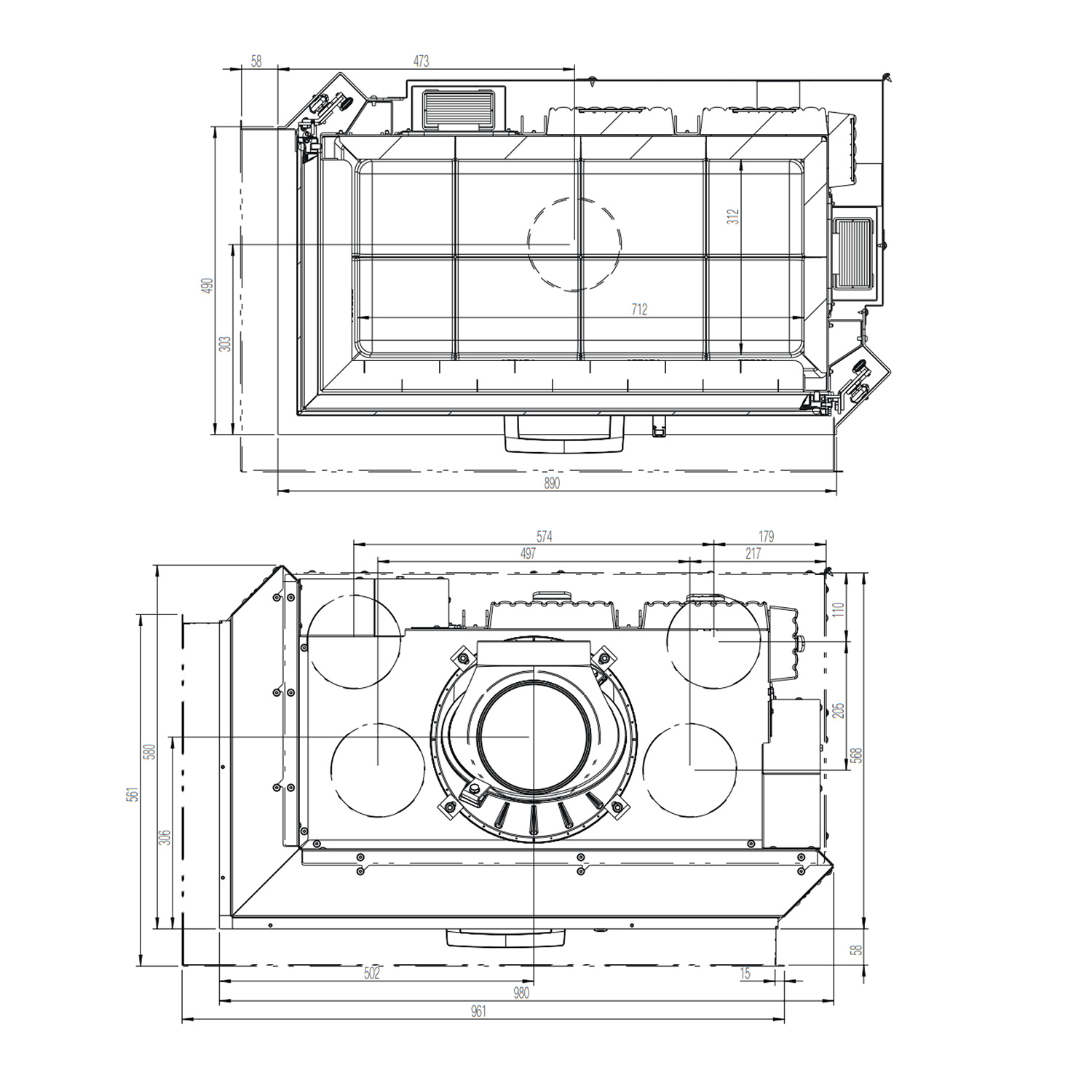 Austroflamm 89x49x45 S 2.0 Insert de cheminée angle gauche