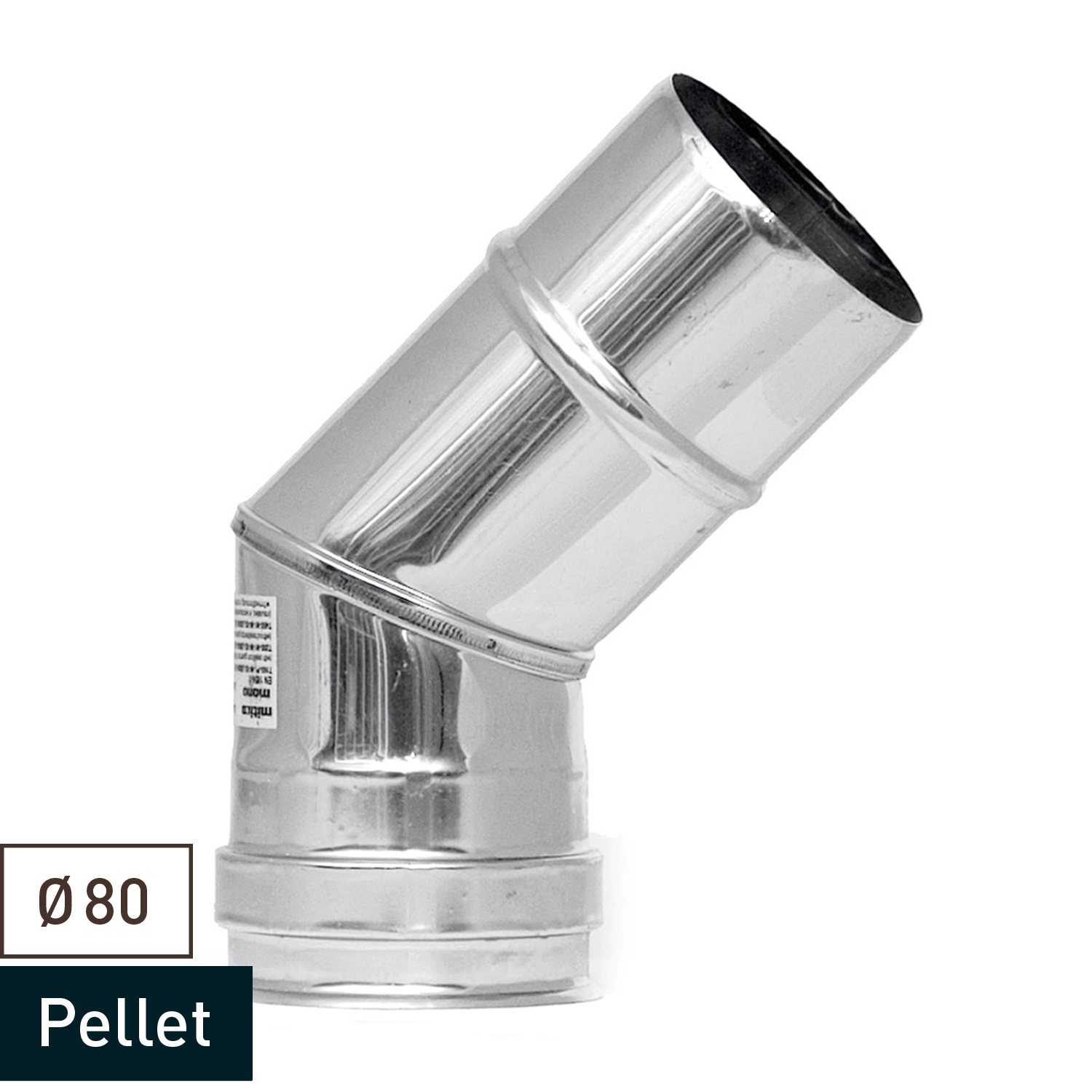 Raik Tuyau de Poêle / Conduit de Fumée 80mm - Coude à 45° INOX