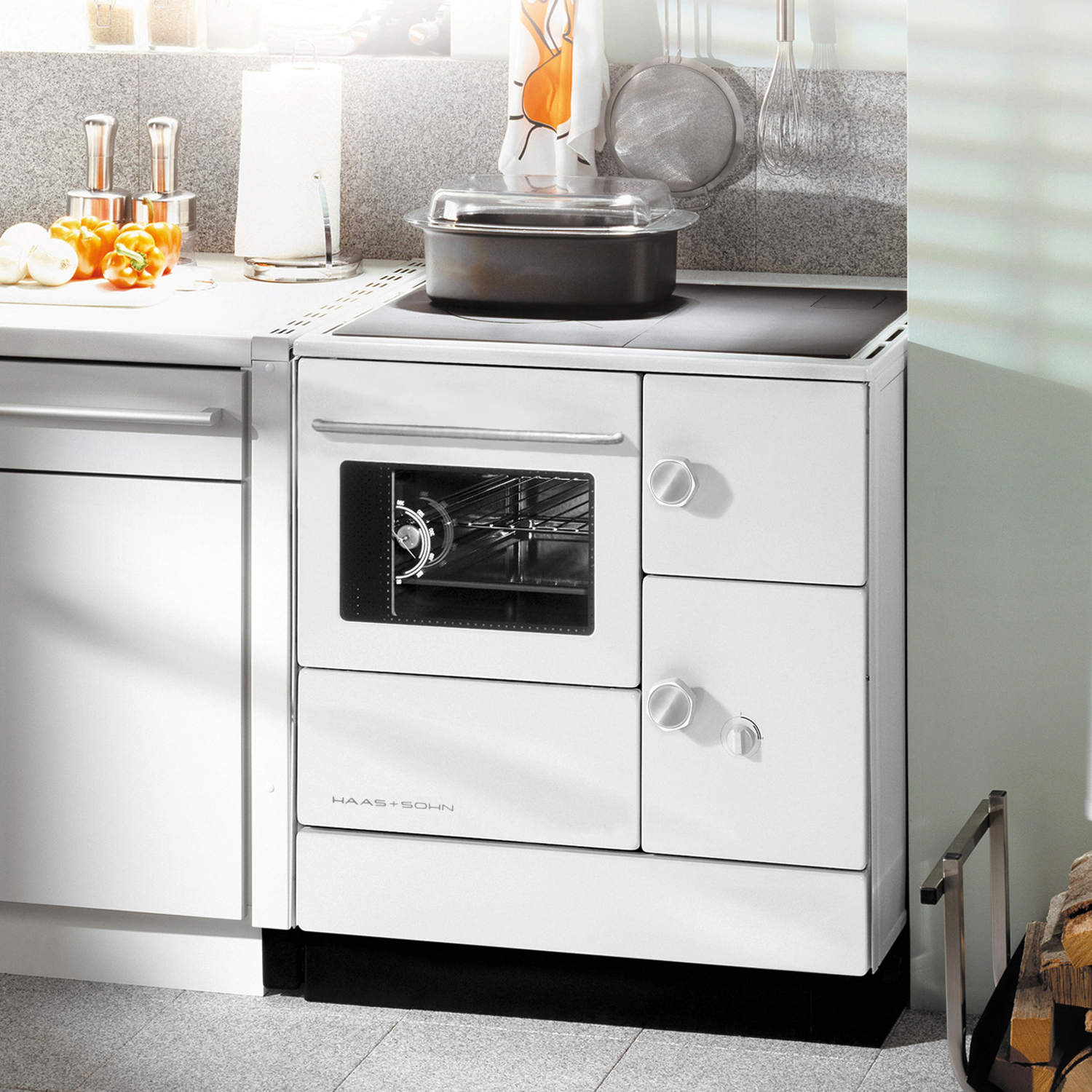 Haas+Sohn HA 75.5-A Cuisinière Blanche Compartiment de Cuisson à Gauche