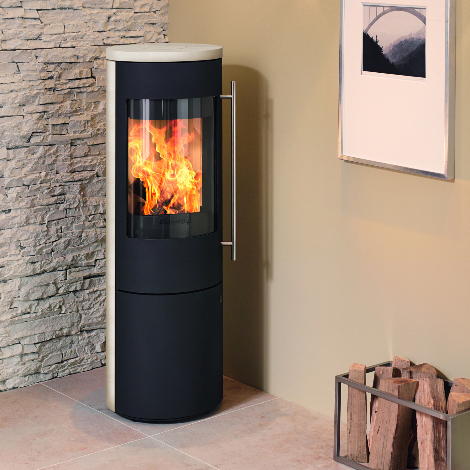 Olsberg Tipas Plus Compact Poêle à bois Céramique Caffe Freddo
