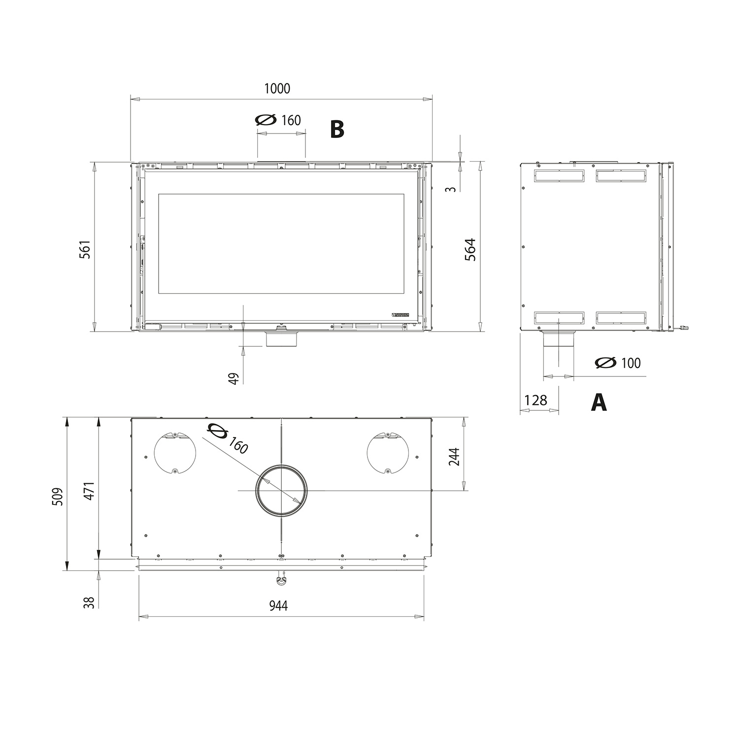 La Nordica Inserto 100 Wide 16 insert de cheminée à bois