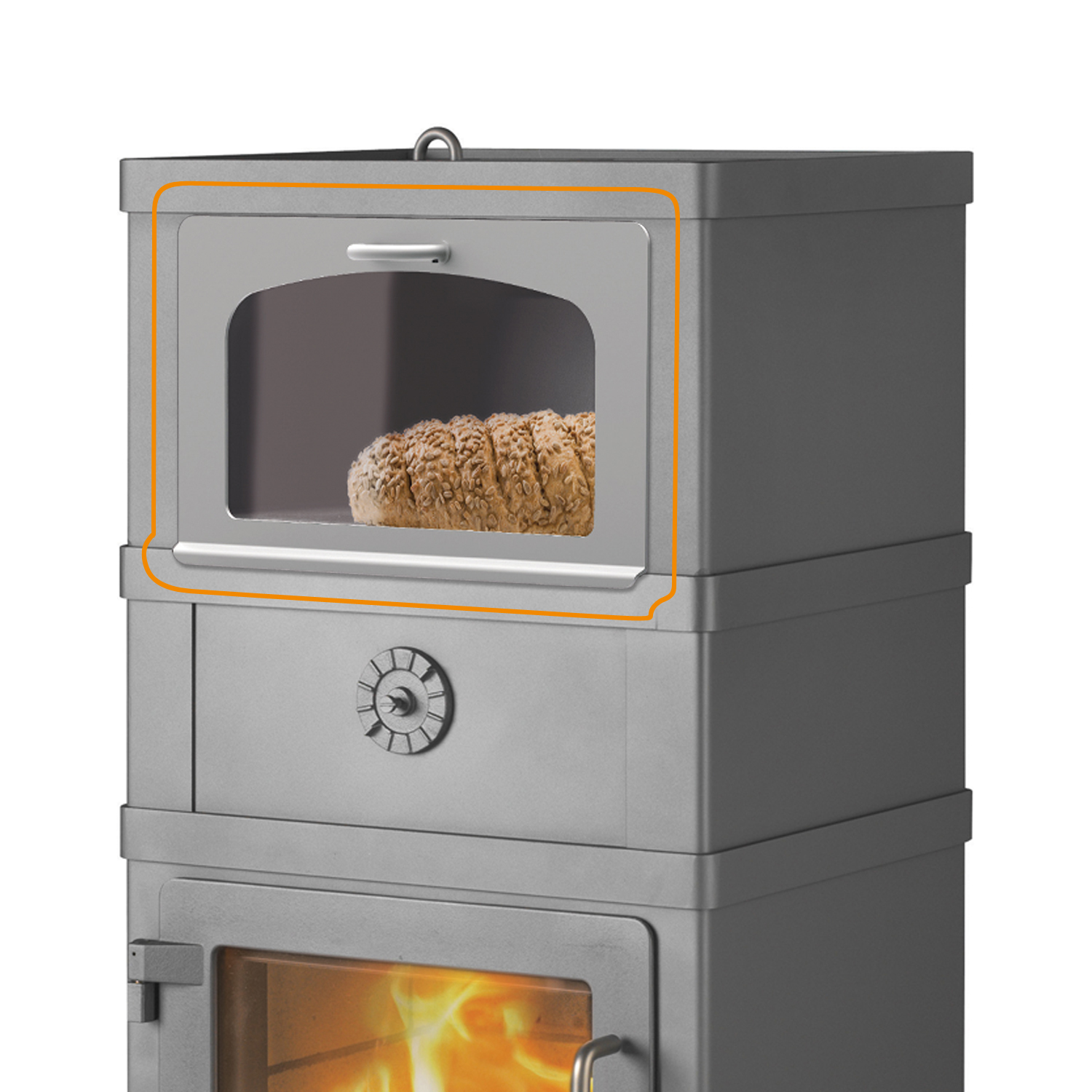 Porte de compartiment de maintien au chaud grise pour le poêle à bois 2060 avec compartiment de maintien au chaud