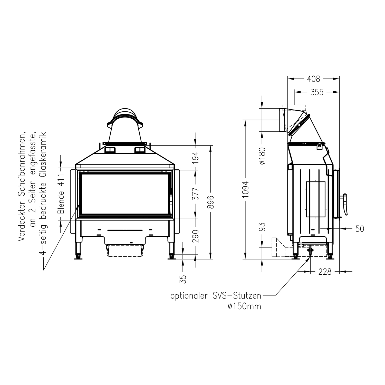 Spartherm Varia AS RLU insert de cheminée gauche