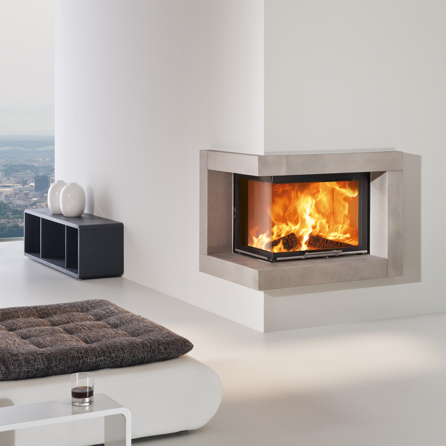 Spartherm Varia 2Lh H2O insert de cheminée à eau d'angle