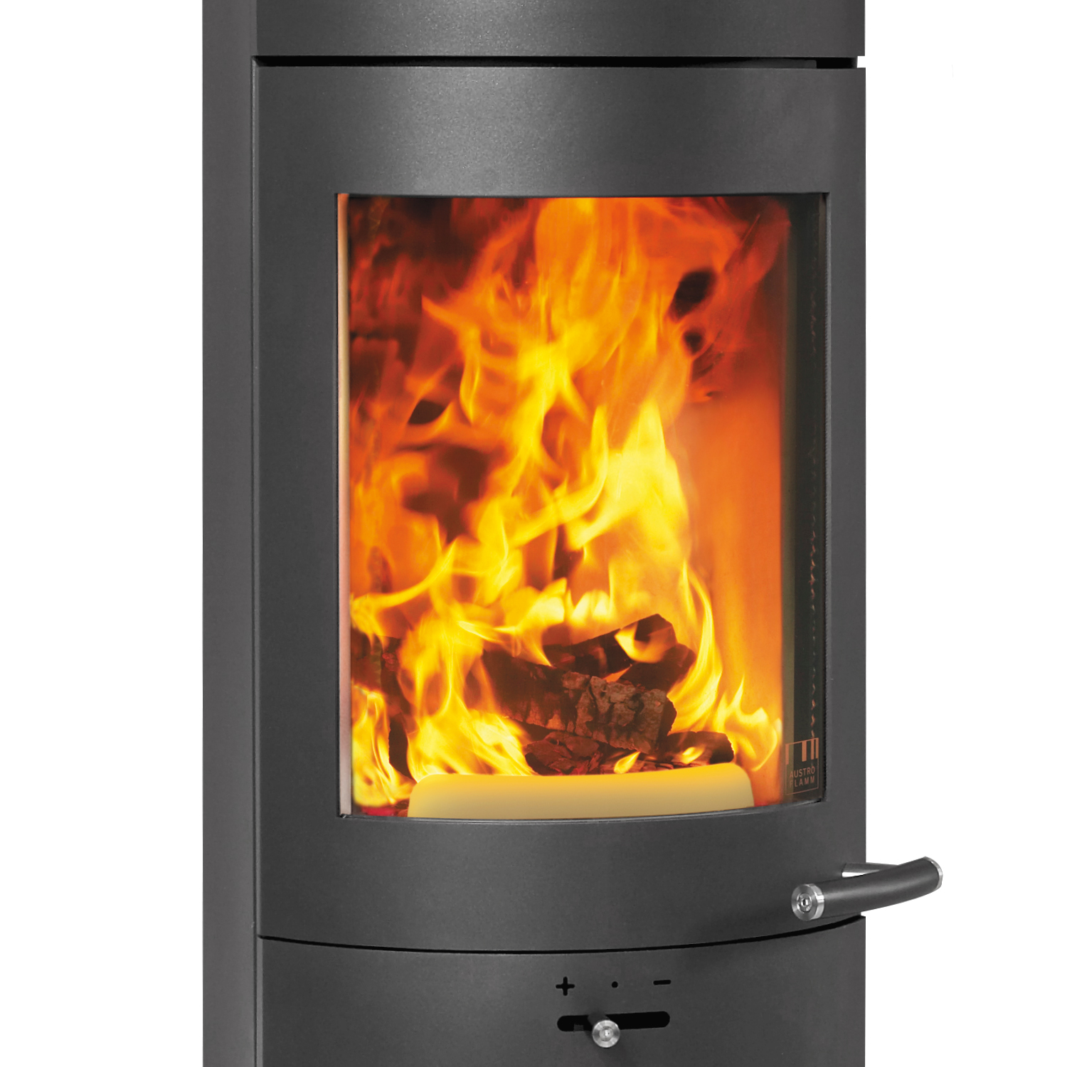 Austroflamm Tower Xtra 2.0 Poêle à bois en acier gris fonte, sortie de fumée par le haut ou à l'arrière