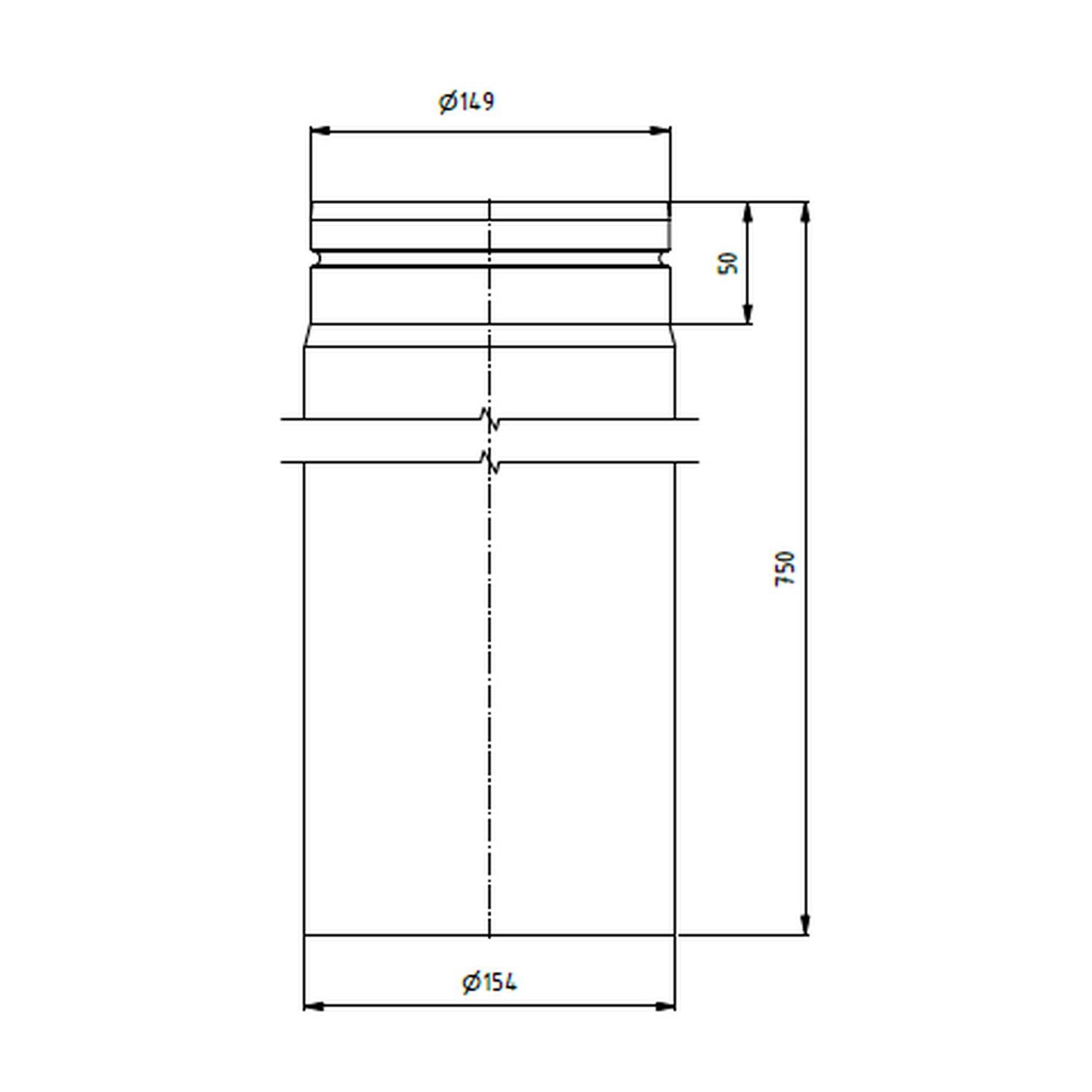 Raik tuyau LS diamètre 150x750x2,00mm rétreint gris